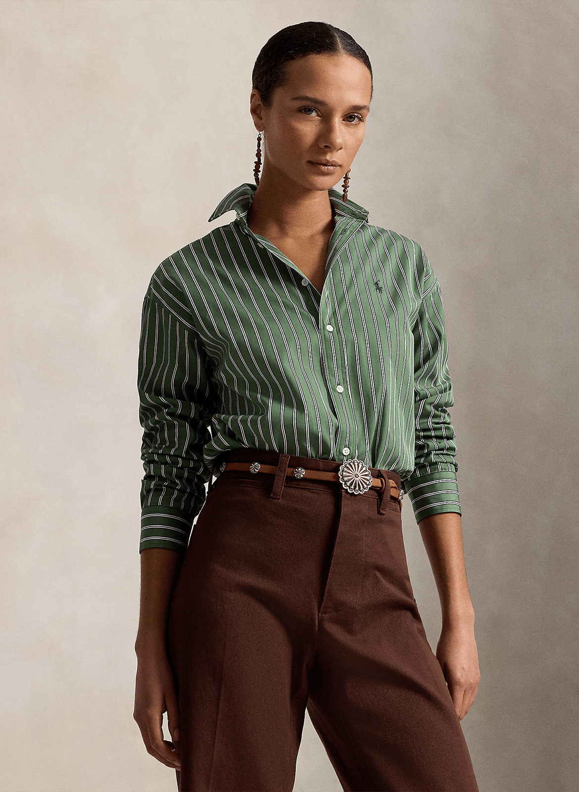 Straight polo collar shirt in striped cotton POLO RALPH LAUREN