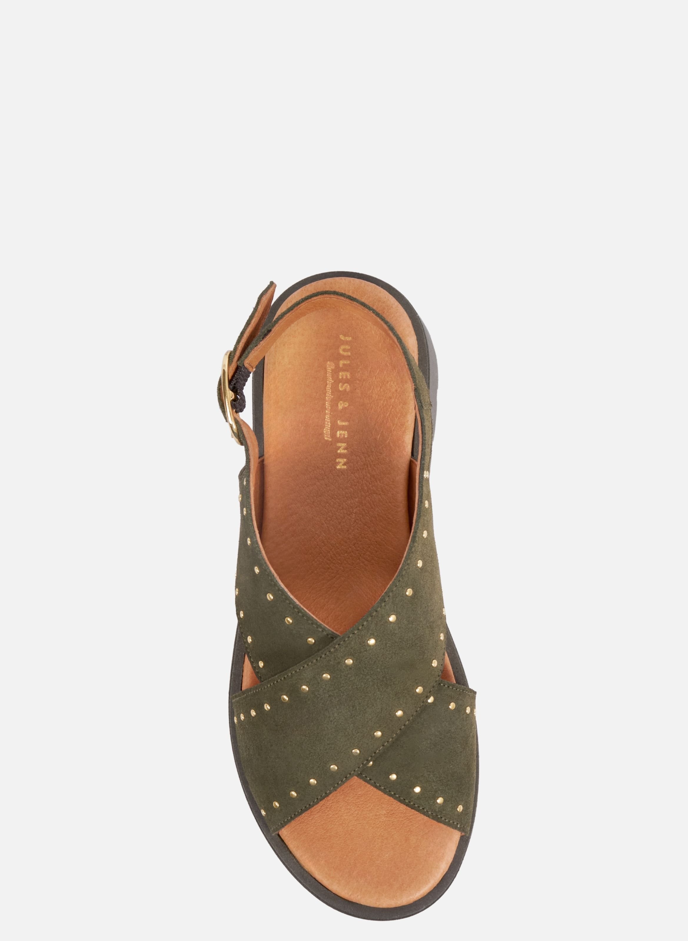 Sandals rubber lou leather suede JULES & JENN Khaki