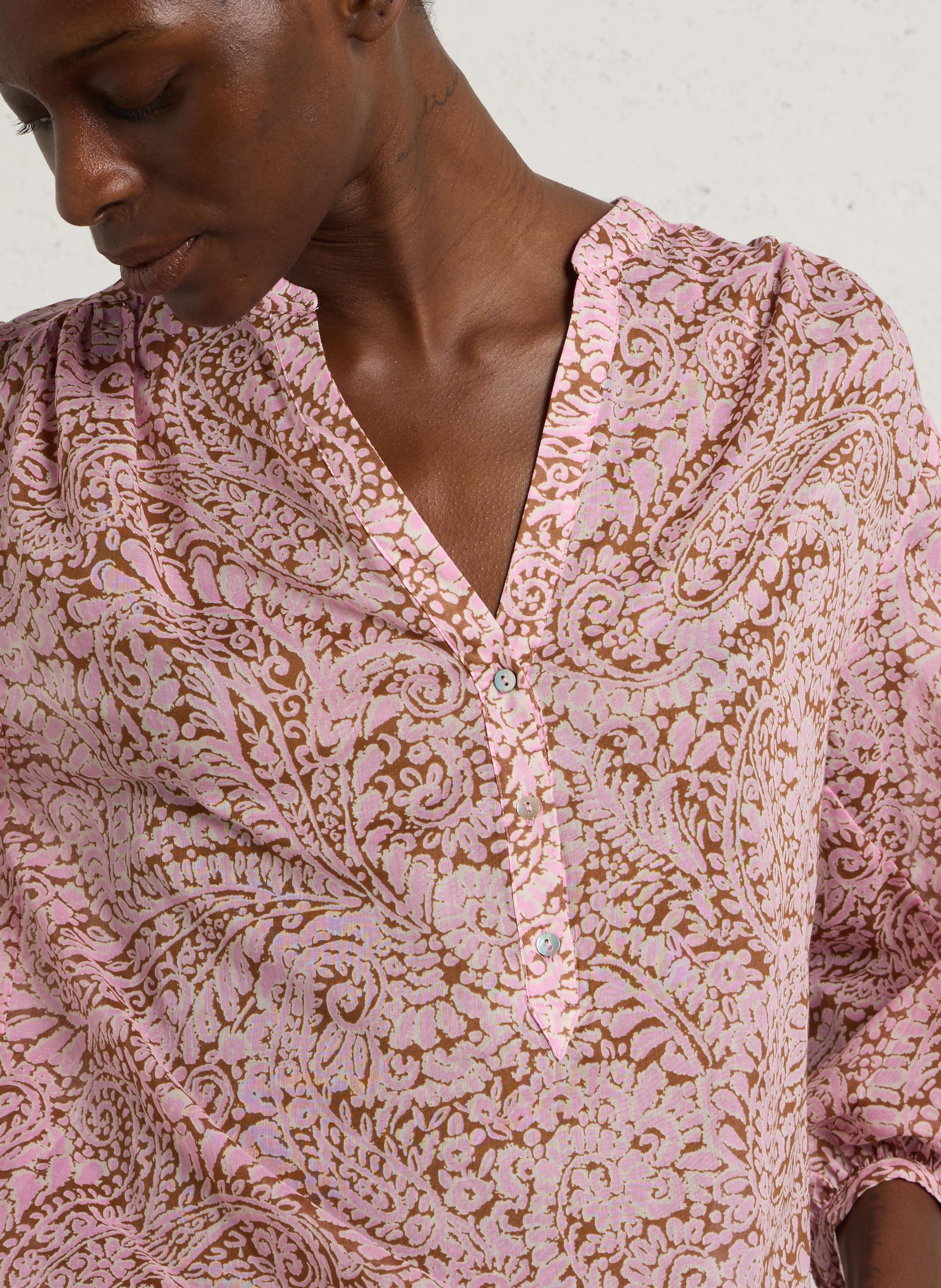 Katoenen blouse met tuniekhals MAISON 123 Roze