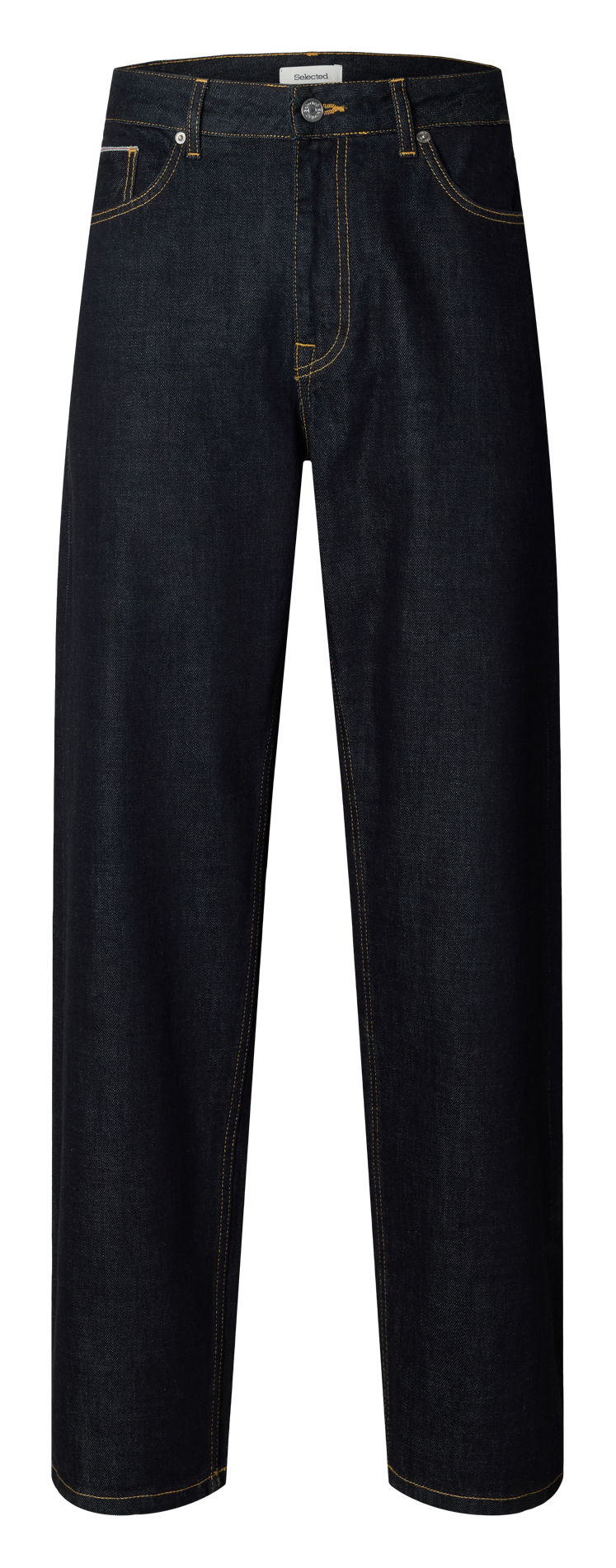 Jean droit large en coton SELECTED Bleu