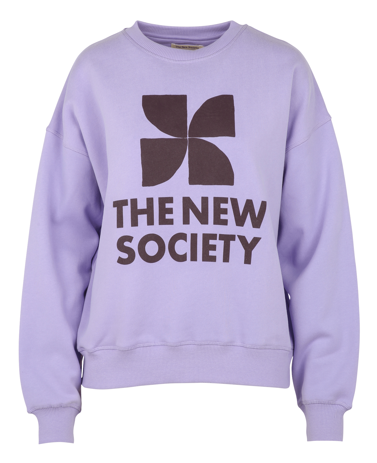 Wijde sweater van katoen met ronde hals en zeefdruk THE NEW SOCIETY Violet