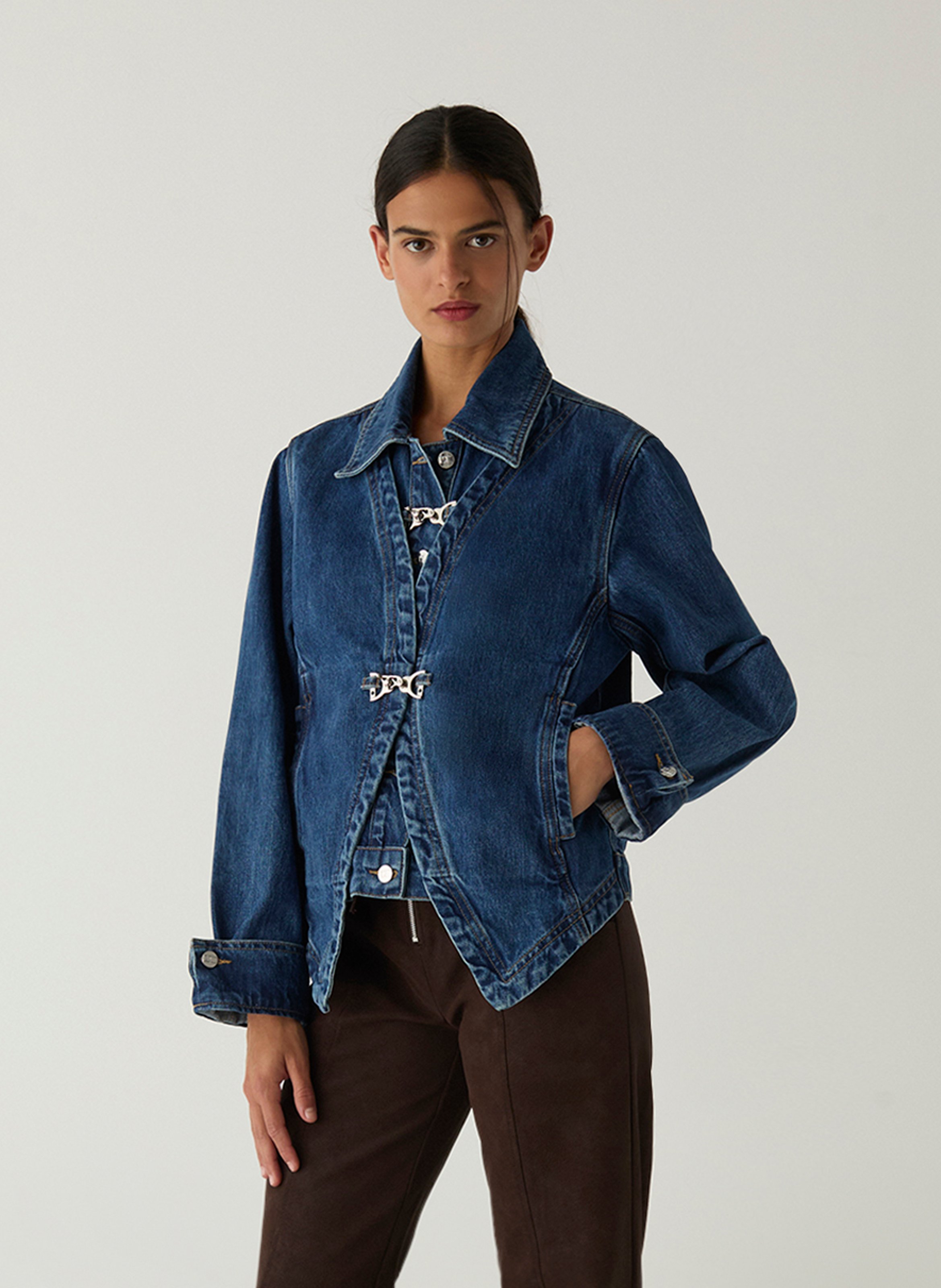 Jacke mit klassischem Kragen aus Baumwolldenim LAAGAM Blau