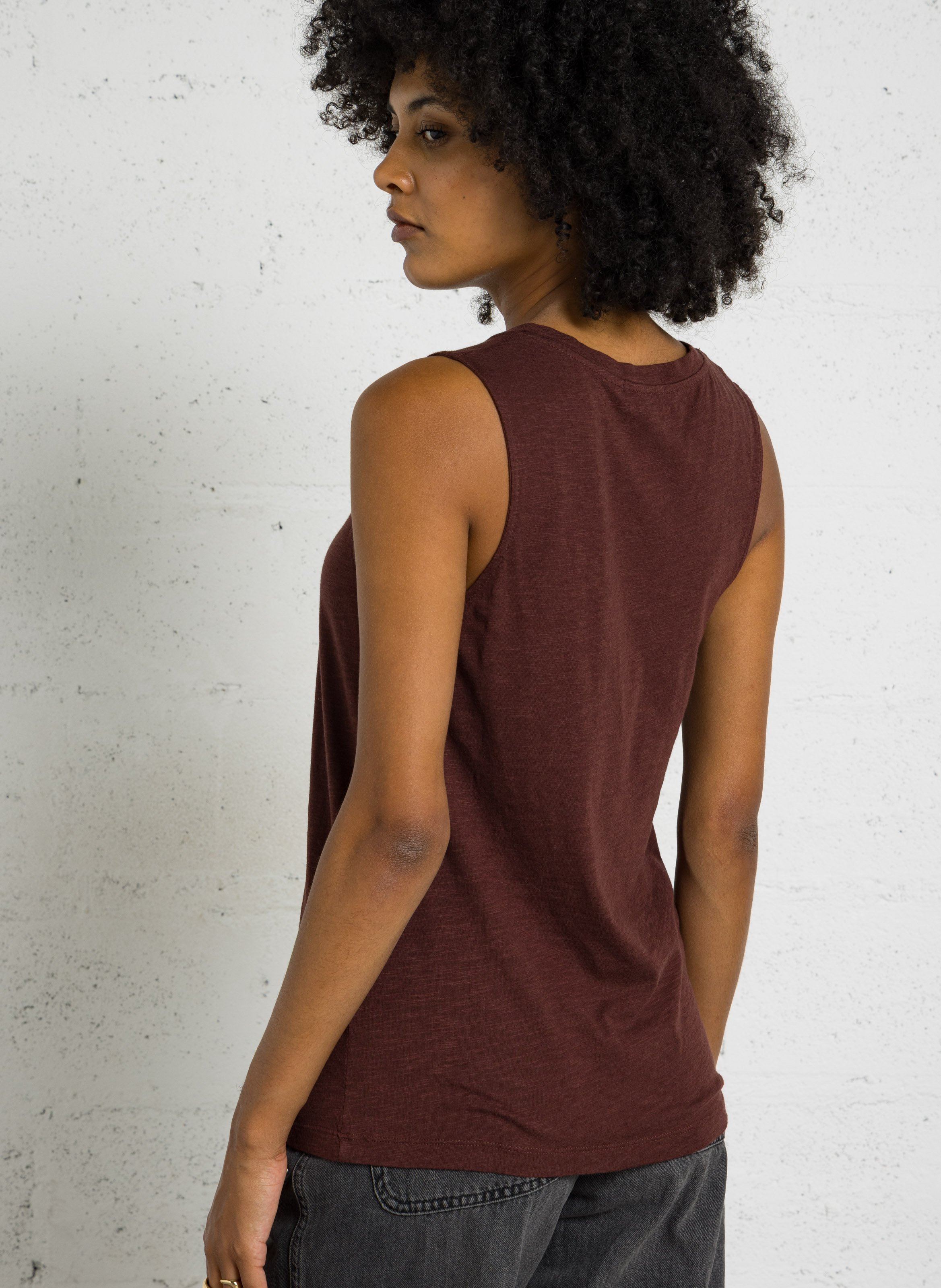 Singlet van katoenmix met ronde hals AMERICAN VINTAGE Rood
