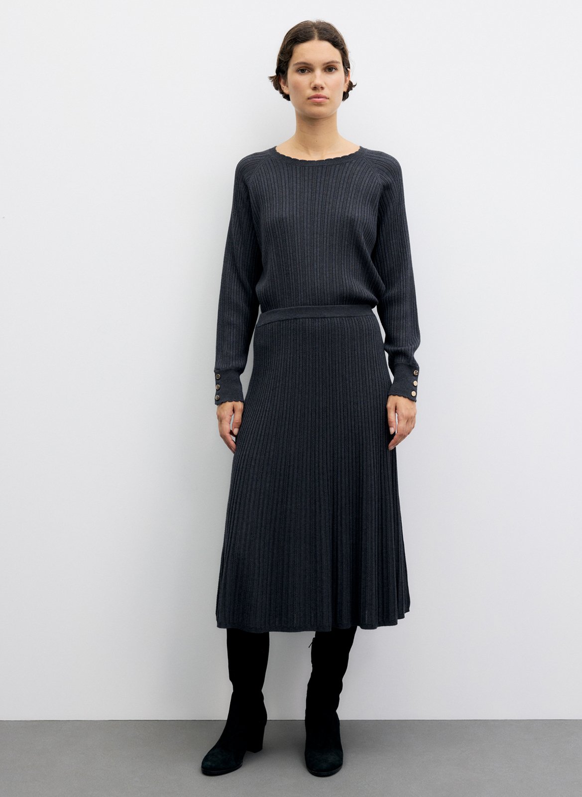 Pleated flared midi skirt GERARD DAREL Grey