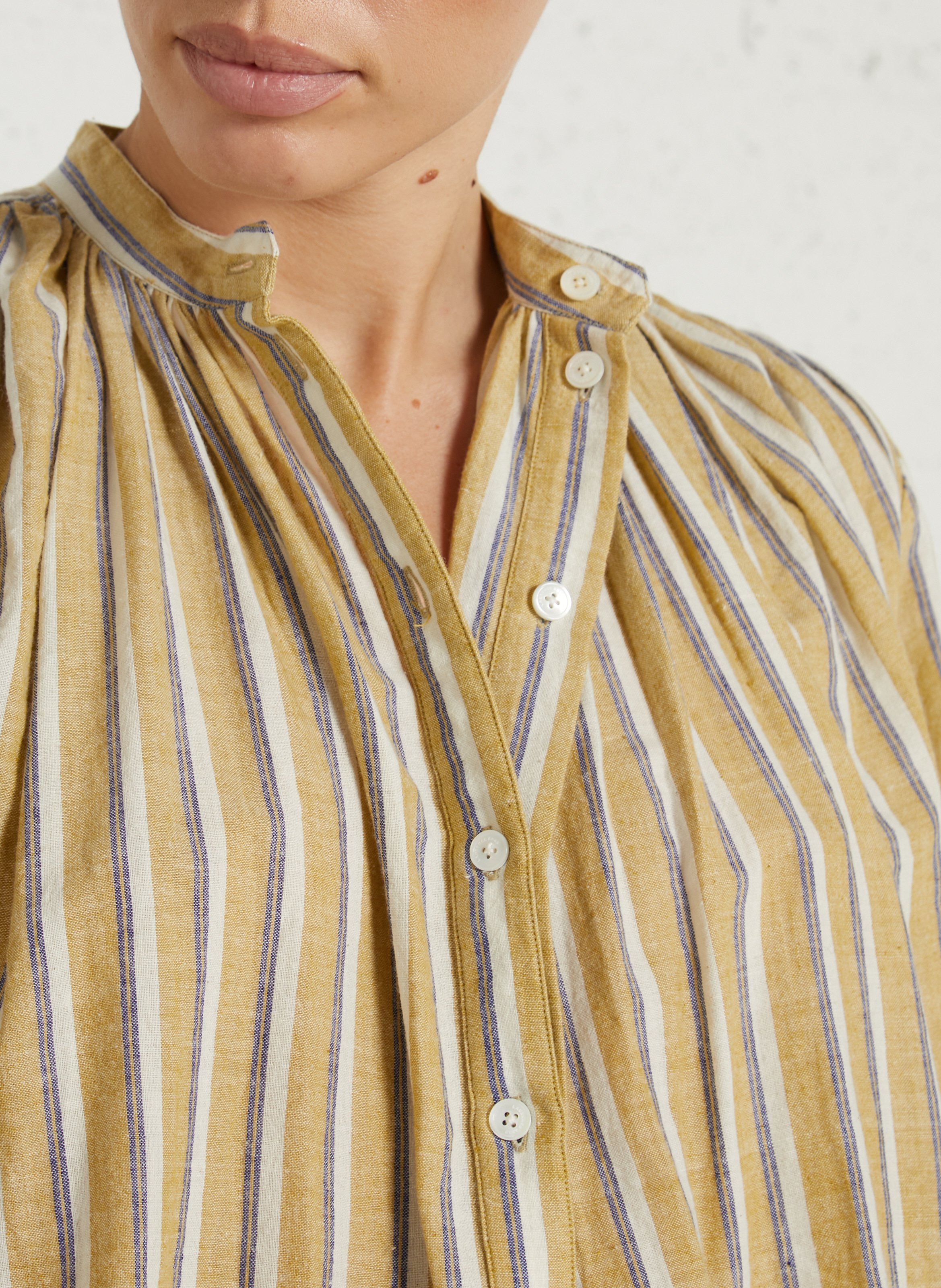 Chemise col rond en coton LAURENCE BRAS Beige