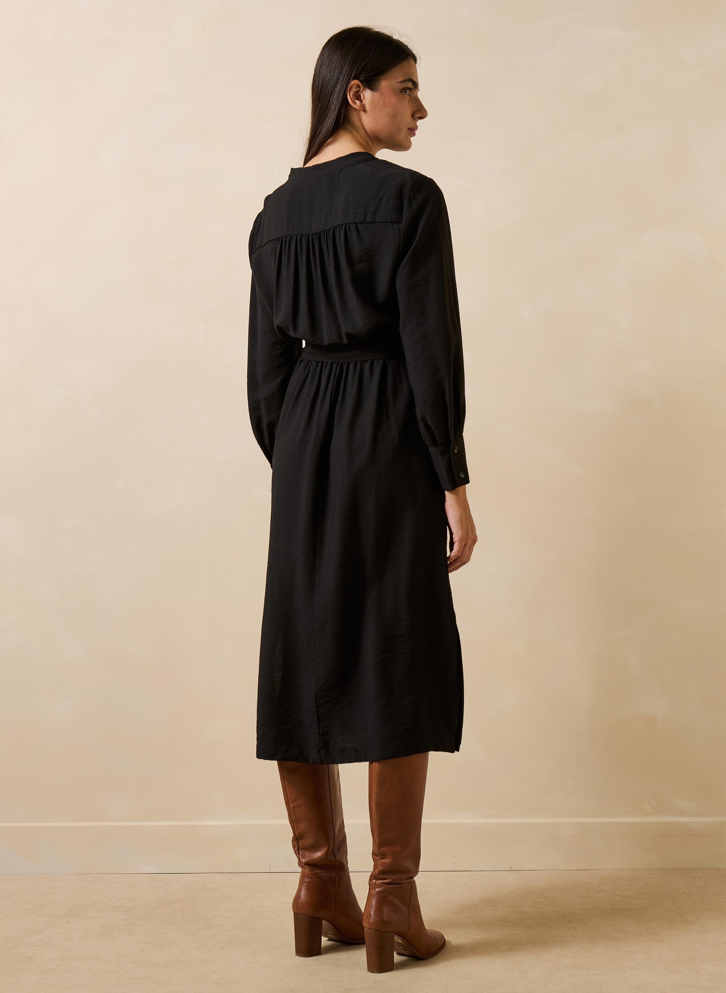 Midikleid mit Rundhalsausschnitt LA FEE MARABOUTEE Schwarz