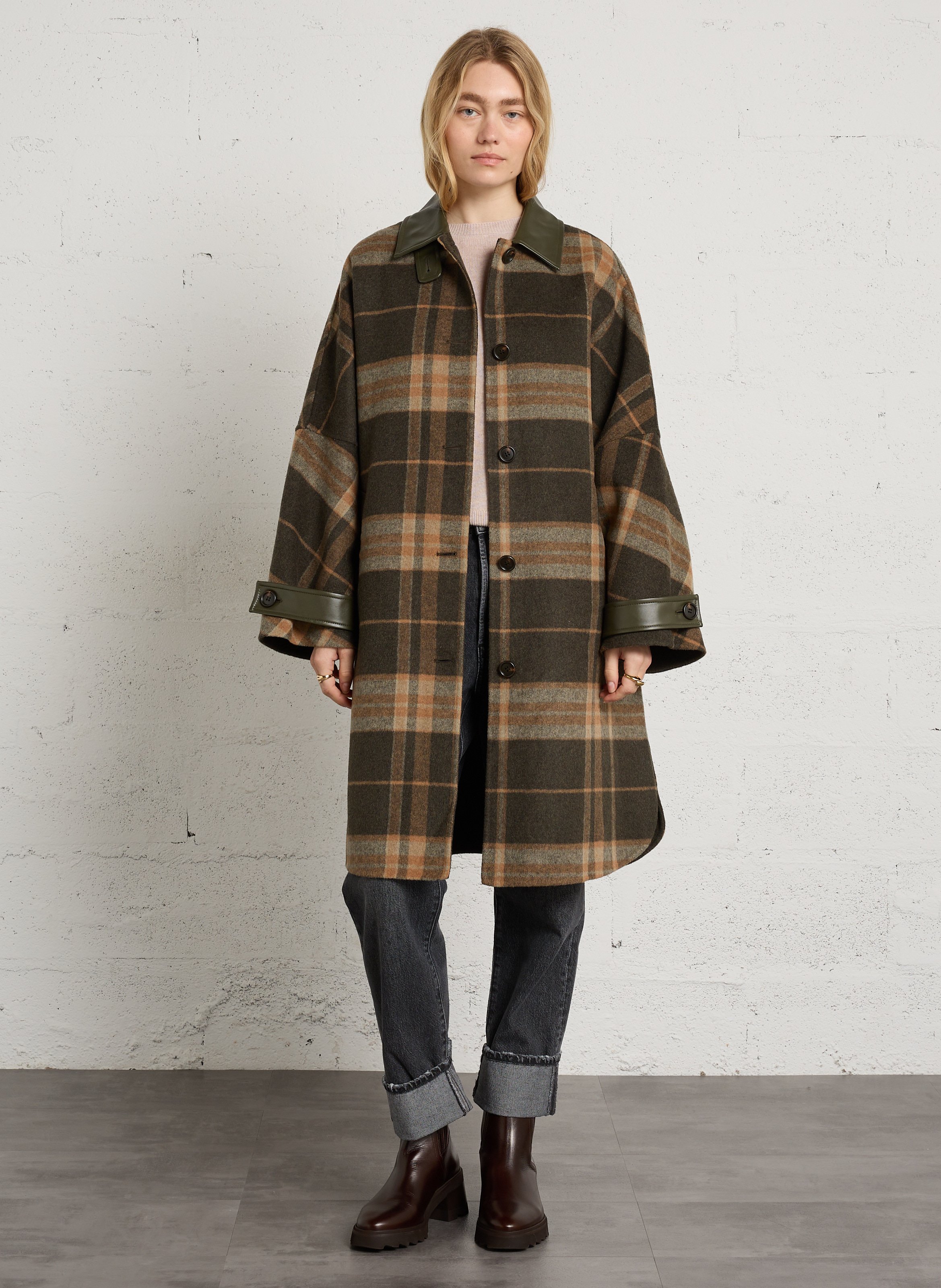 Manteau oversize en laine mélangée BERENICE Kaki