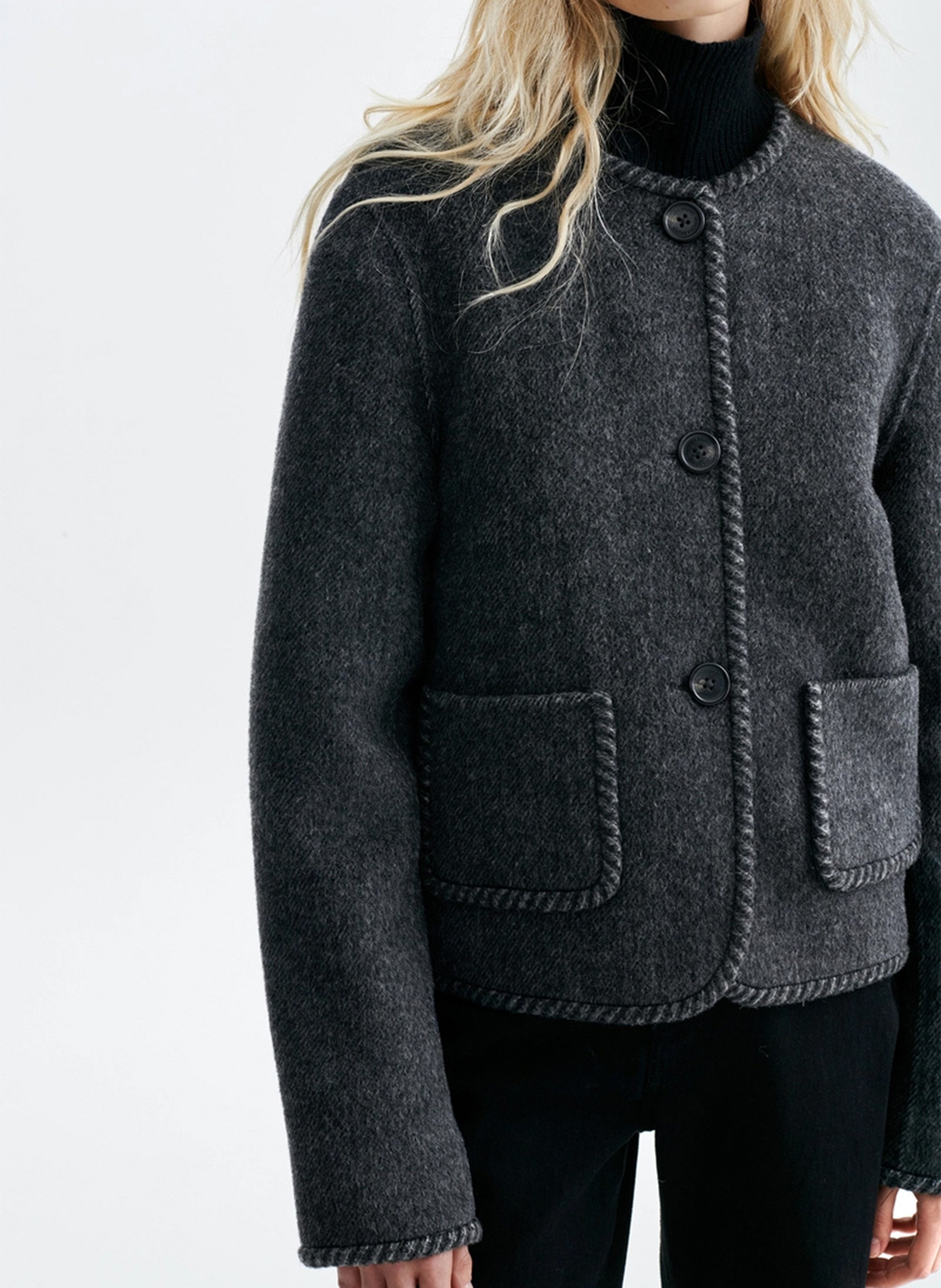 Veste col rond en laine mélangée VANESSA BRUNO Grijs