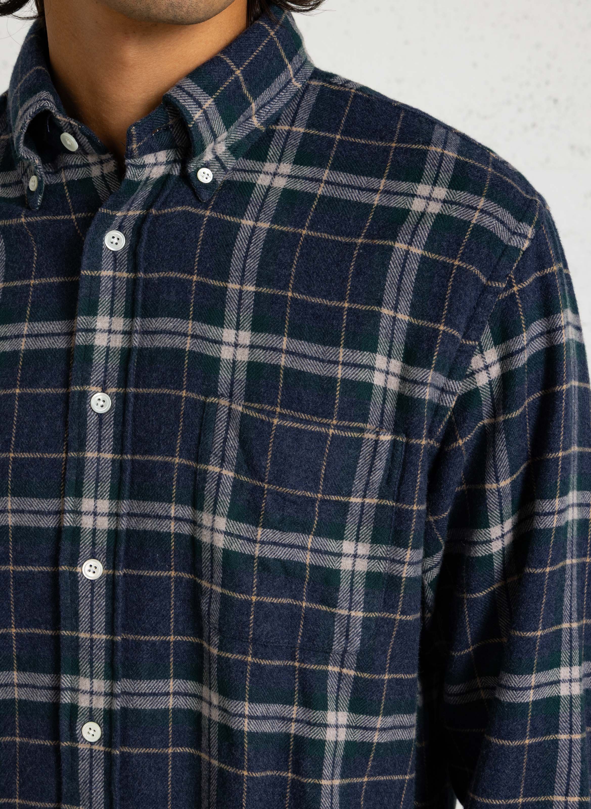 Karierte Baumwollbluse mit klassischem Kragen HARTFORD Blau