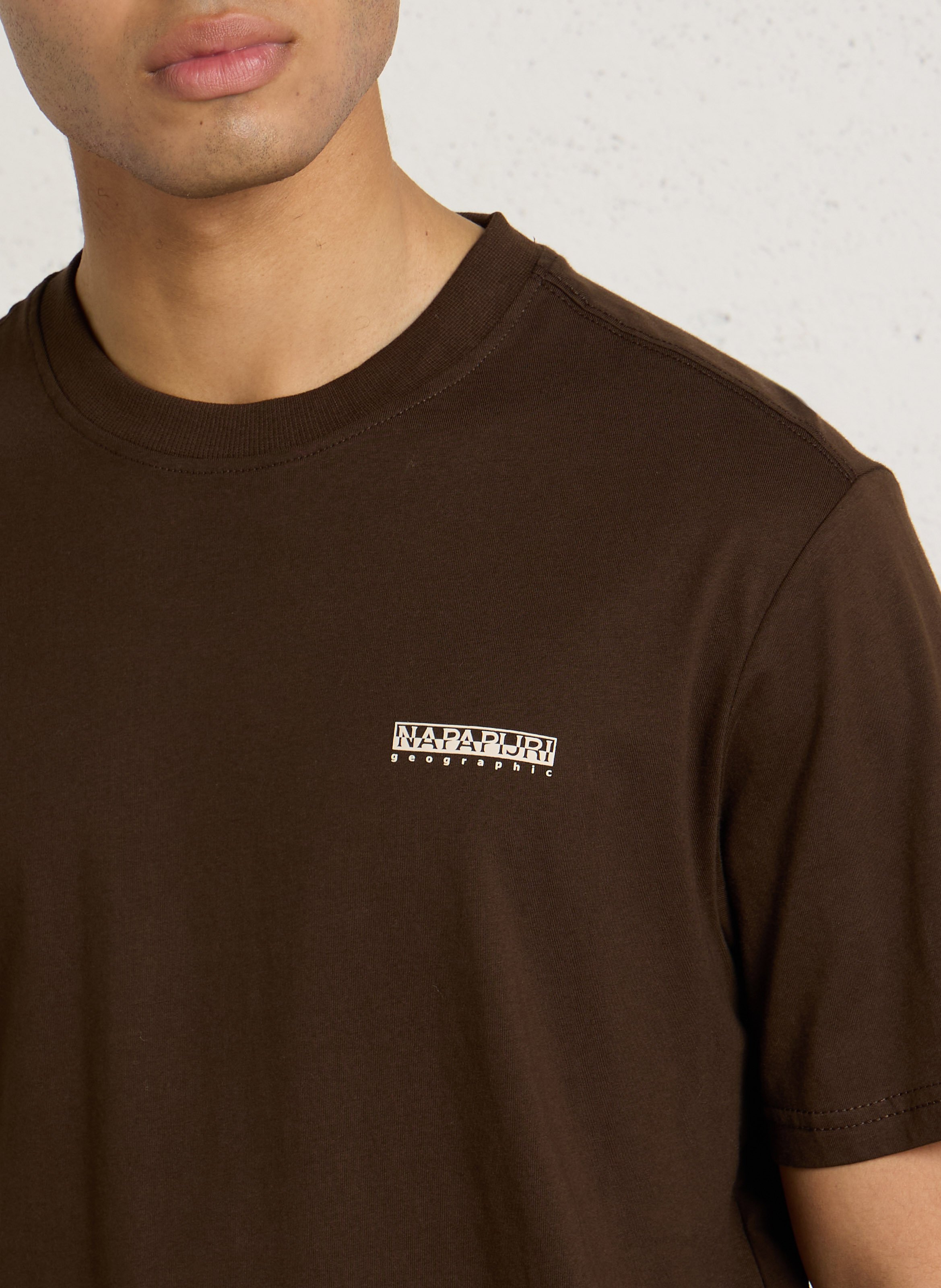 Tee-shirt droit en coton NAPAPIJRI Marron