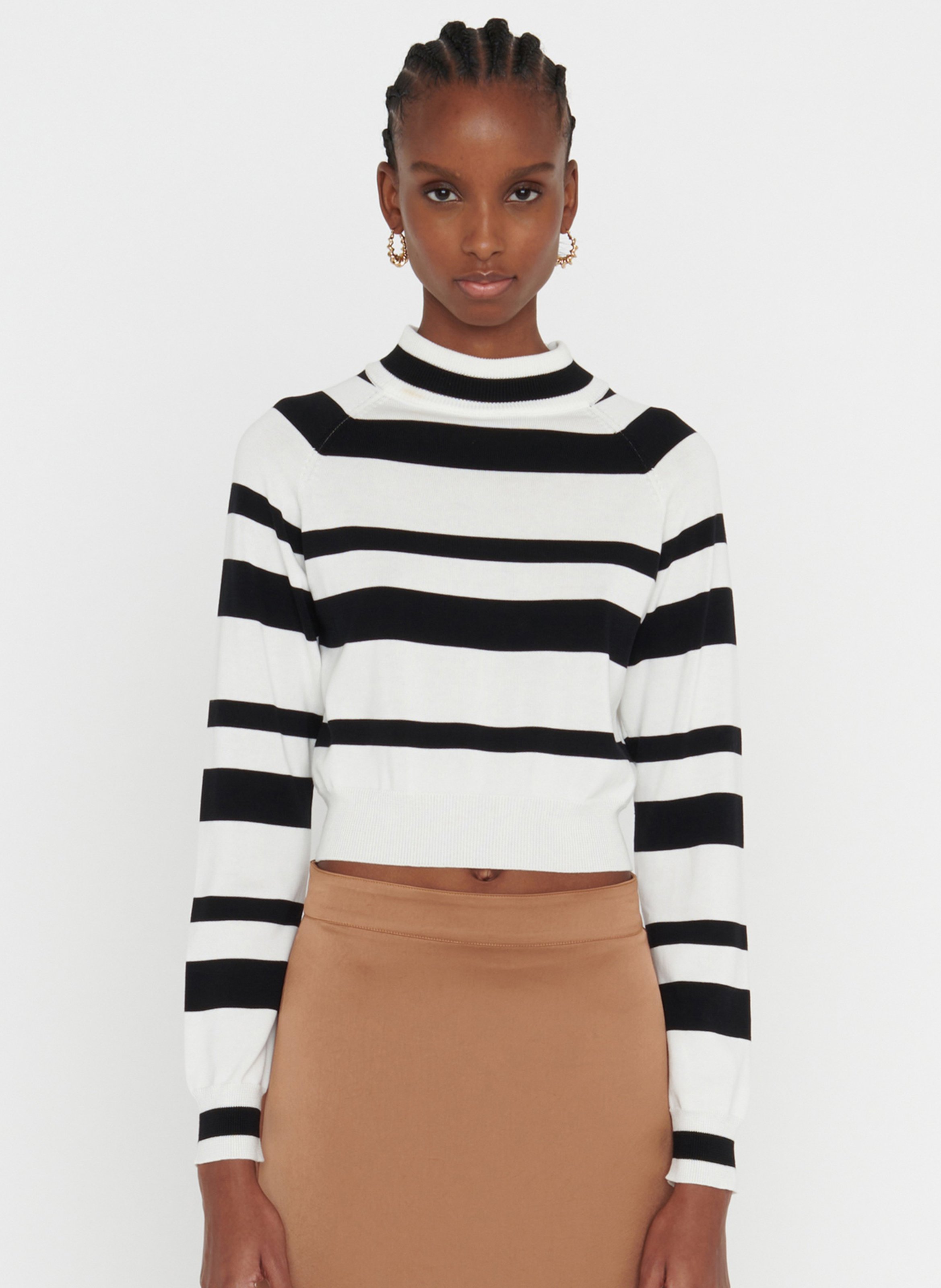 Striped Cropped Sweater Ecru Zapa - Women | Place des Tendances
