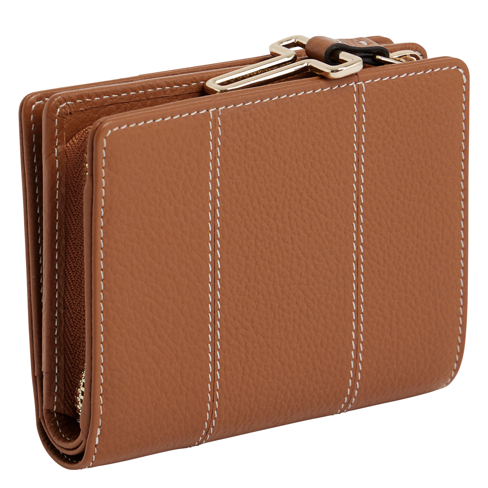 Portefeuille en cuir de vachette grainé Marron