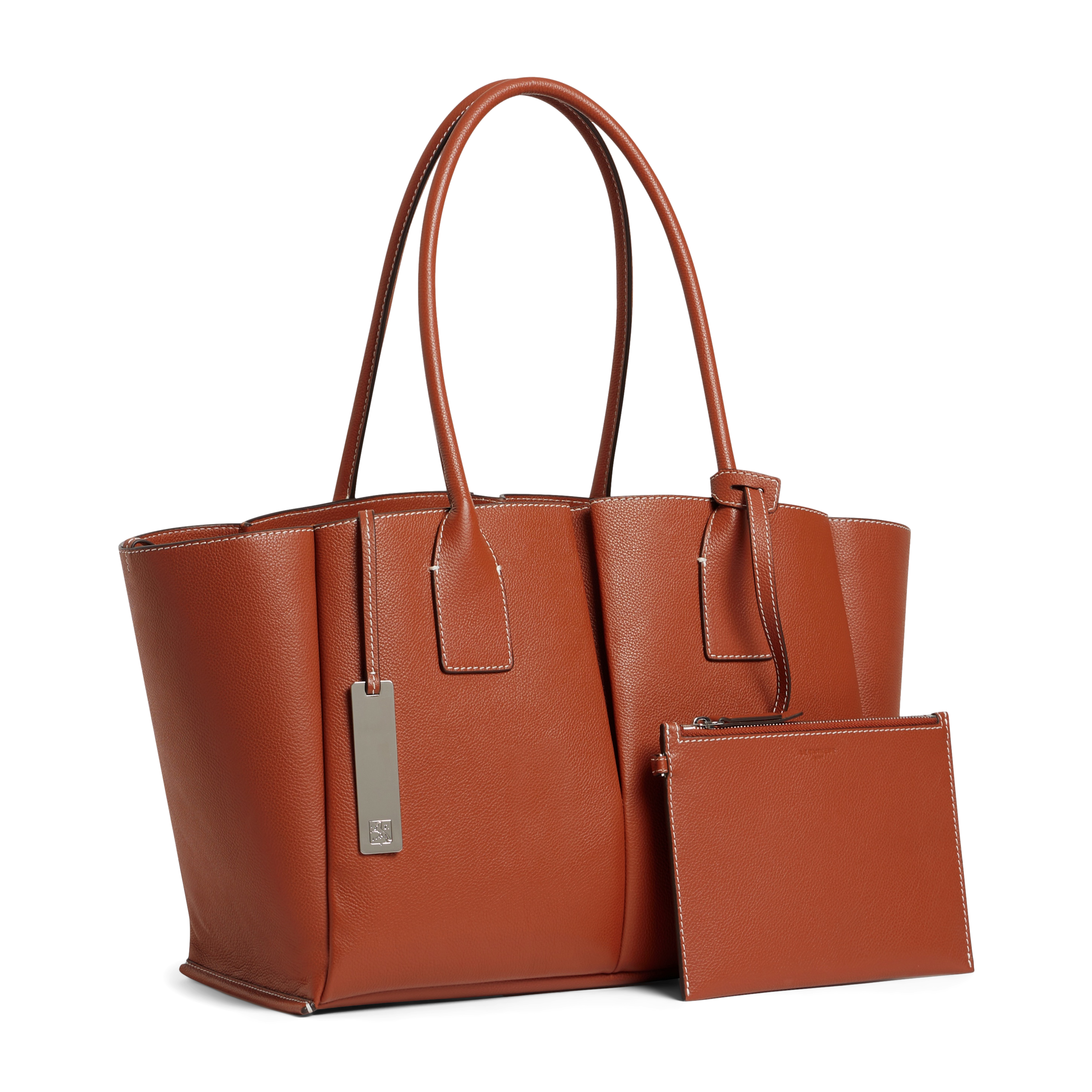 Grand cabas en cuir de vachette LE TANNEUR Marron