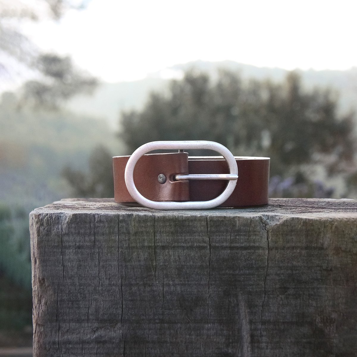 Wide leather belt JULES & JENN Brown