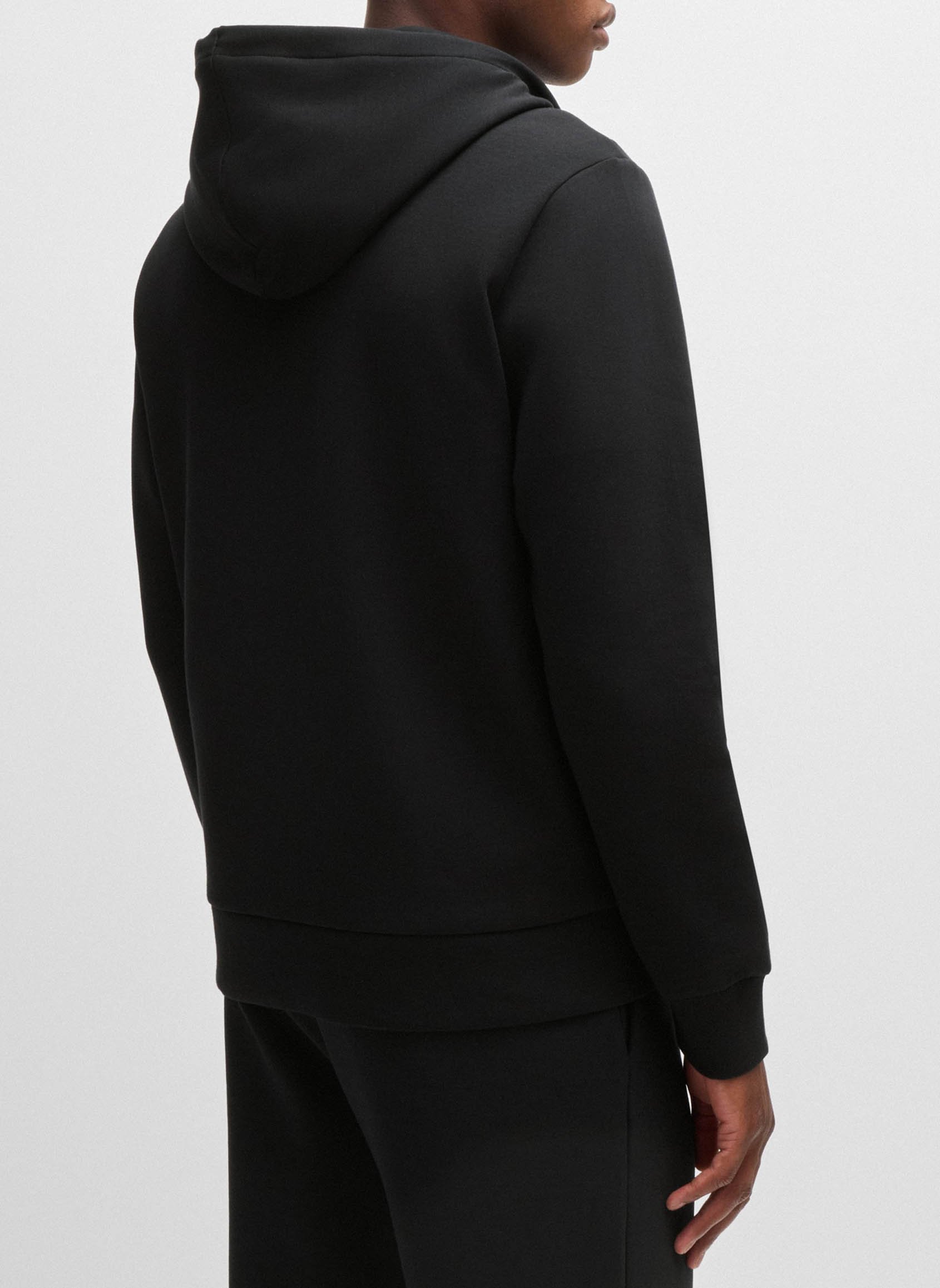 Cotton hooded sweatshirt with zip Black