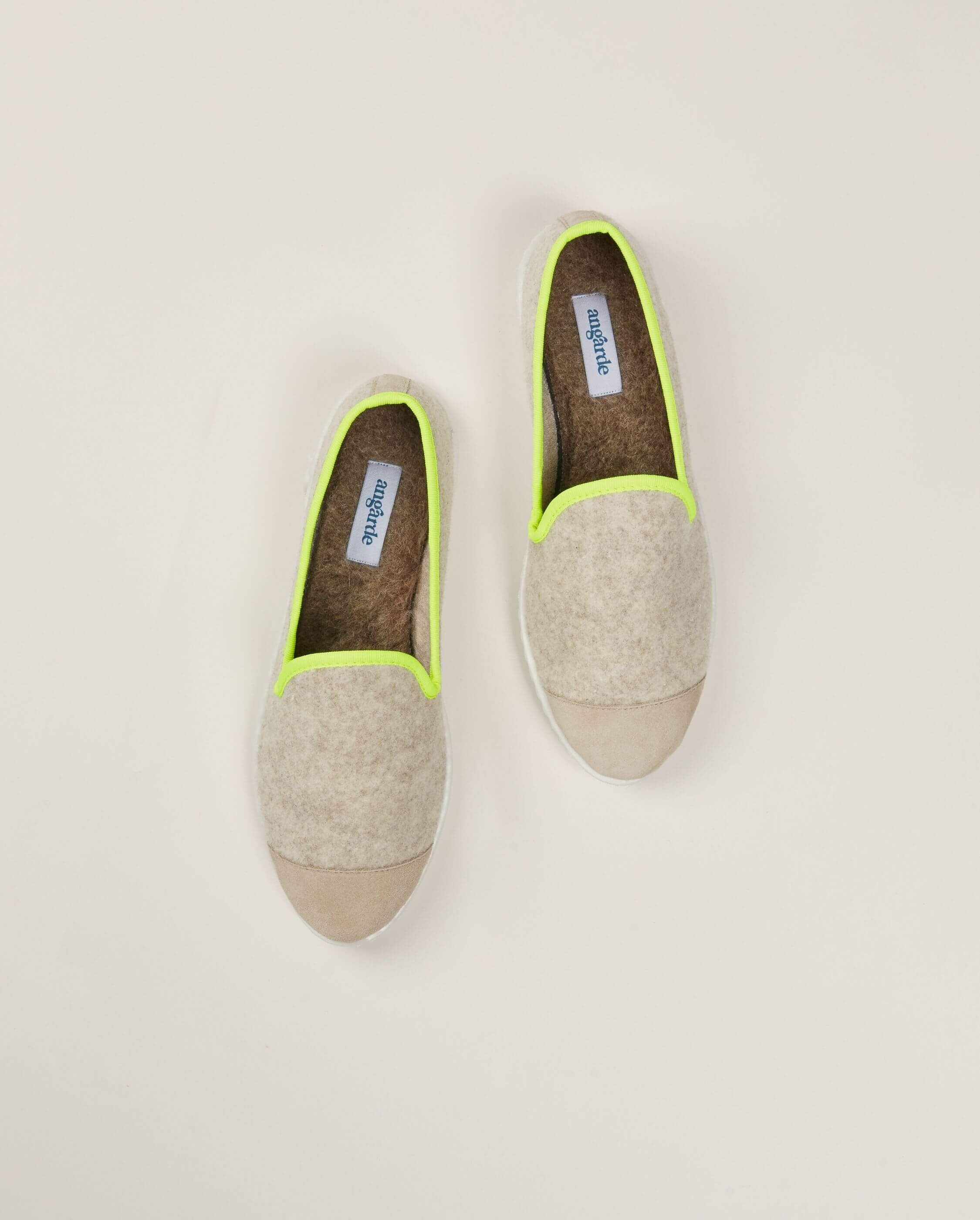 Women's wool slipper, beige yellow neon ANGARDE Beige