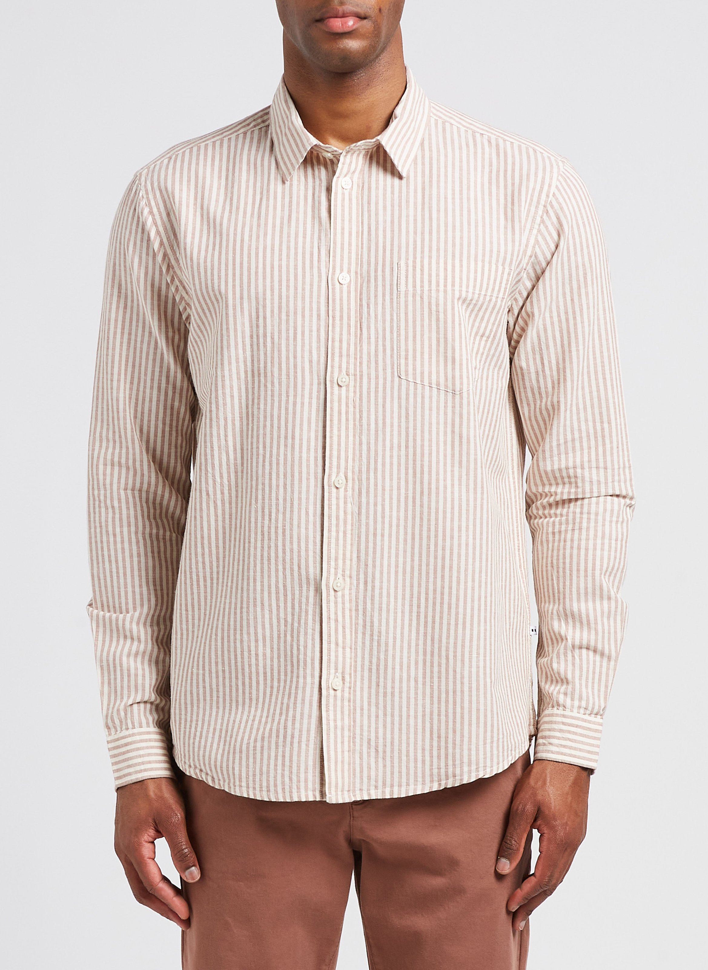 Striped organic cotton-blend shirt with classic collar MINIMUM
