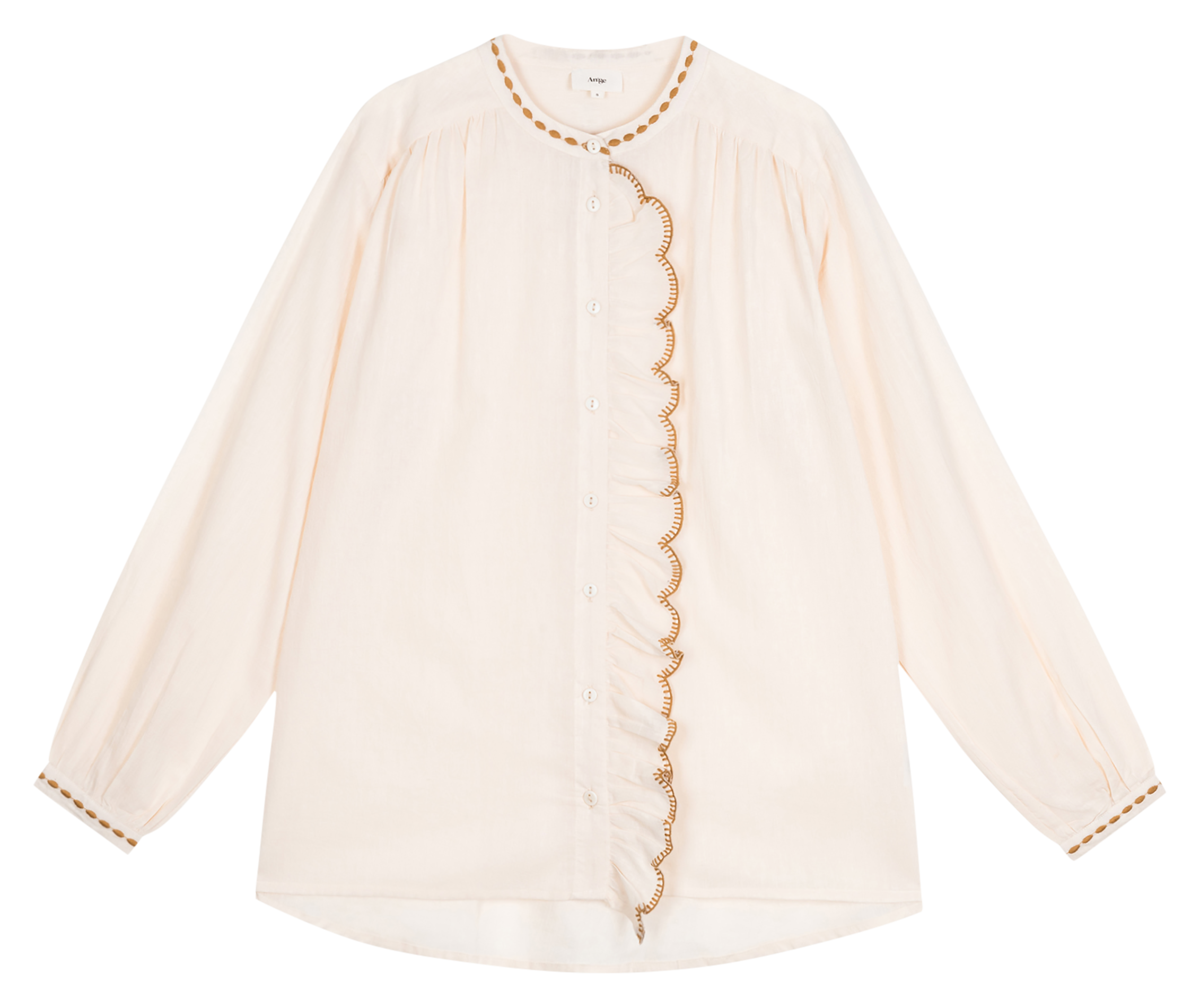 Straight shirt with embroidered details AN'GE Pink