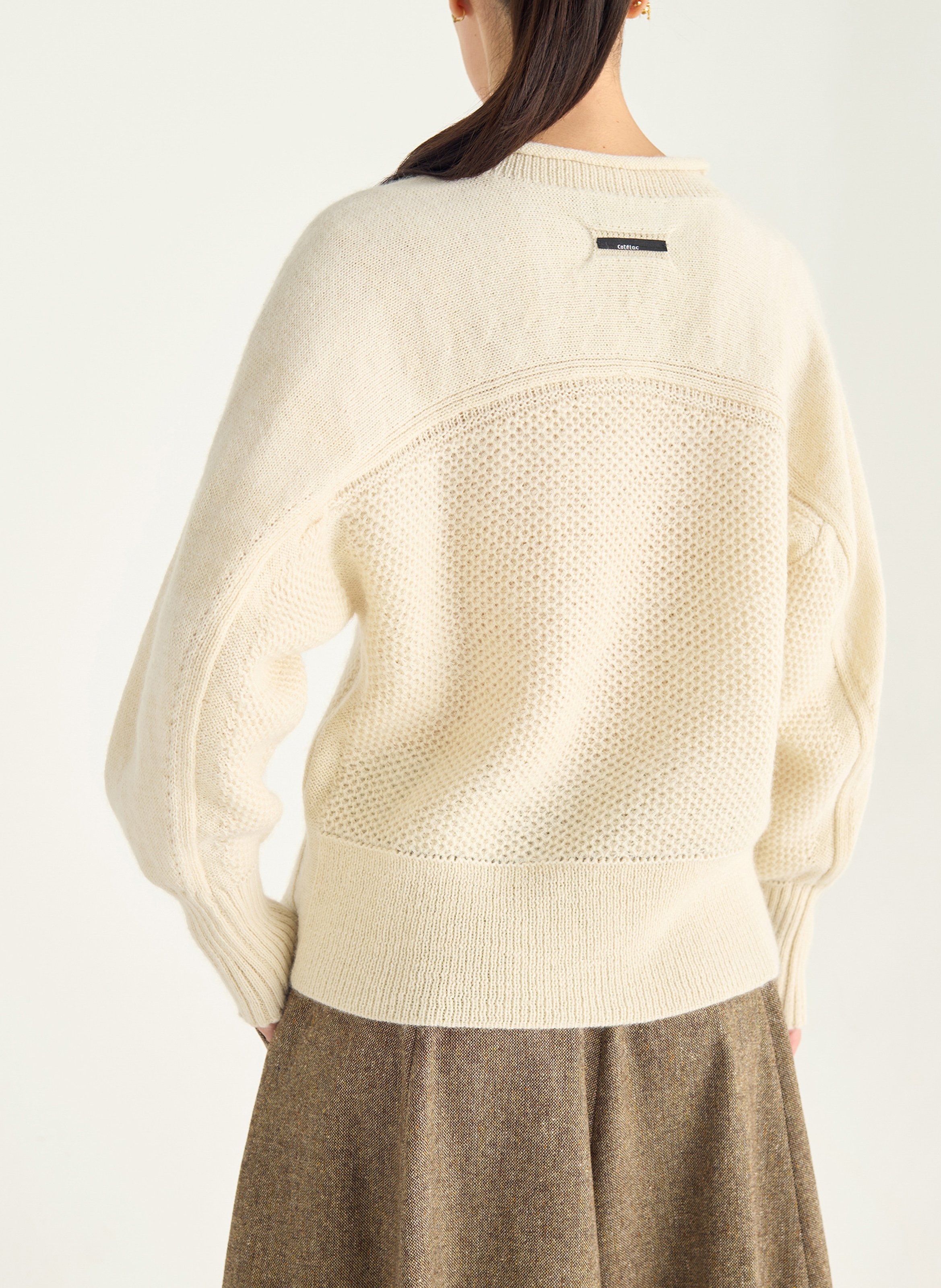 Oversized trui met ronde hals, wolblend COTELAC Wit