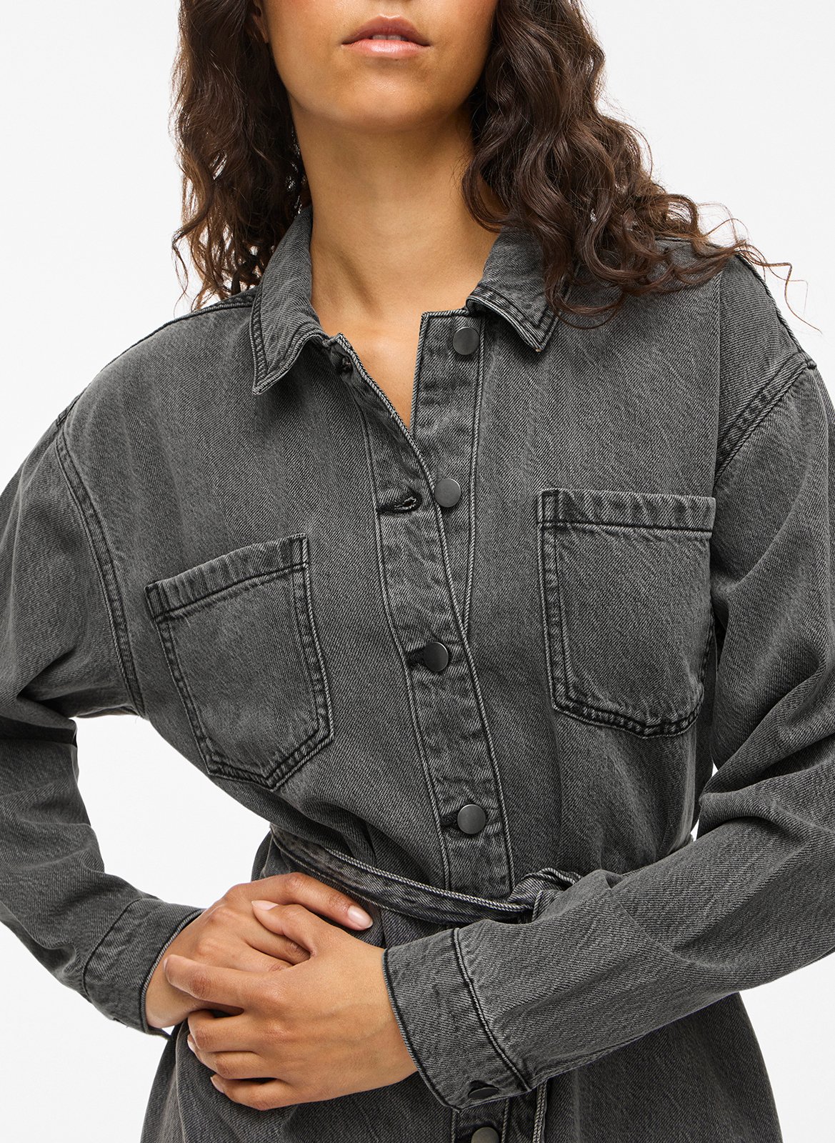 Robe courte col classique VILA Gris