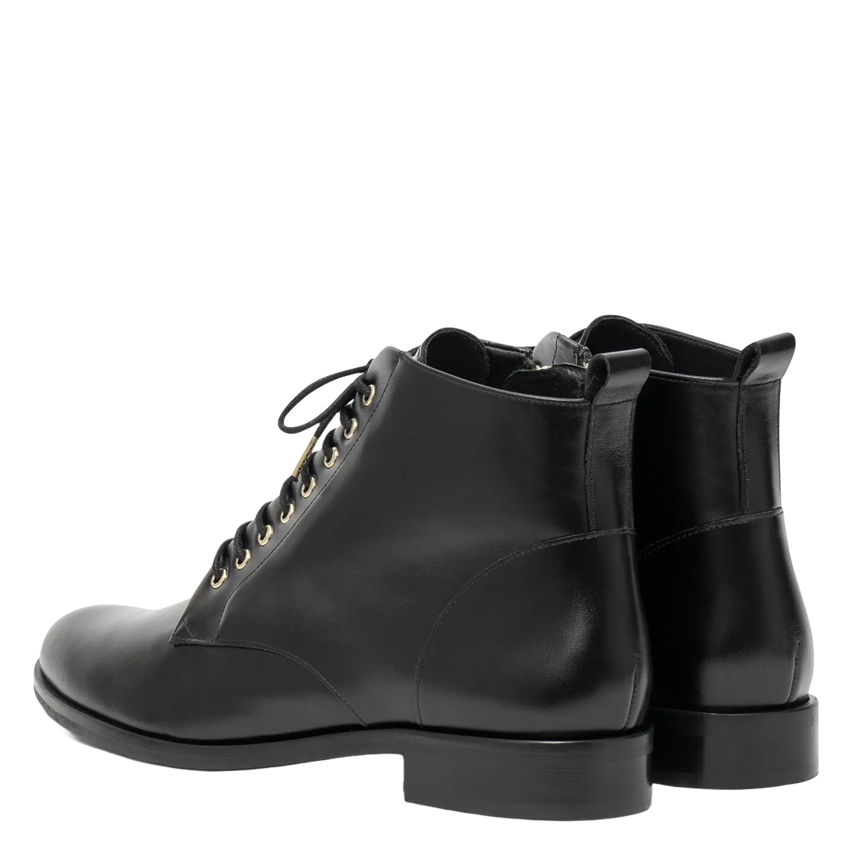 Lace-up smooth leather ankle boots BOCAGE Black