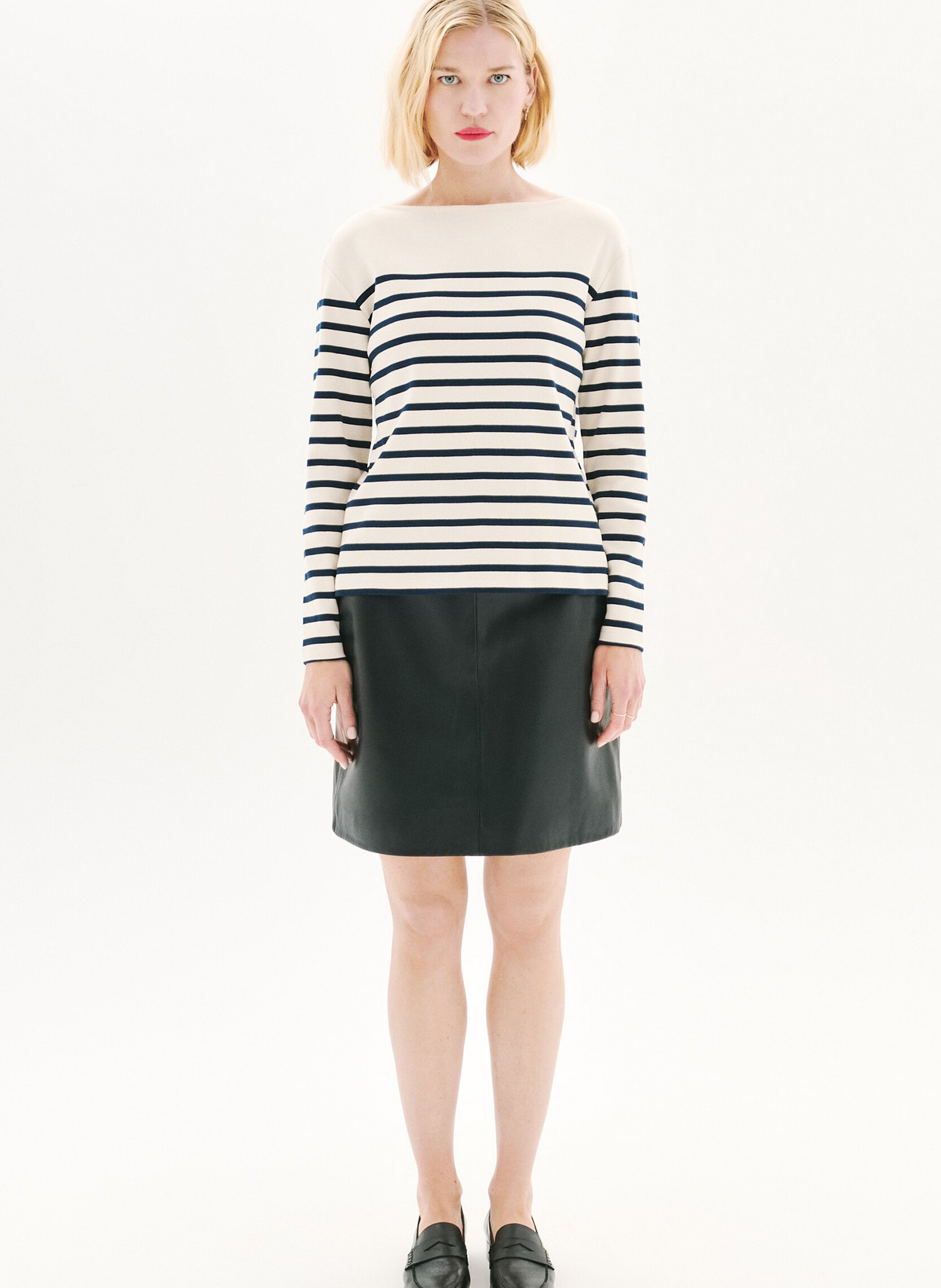 Boat-neck cotton T-shirt CAROLL Blue