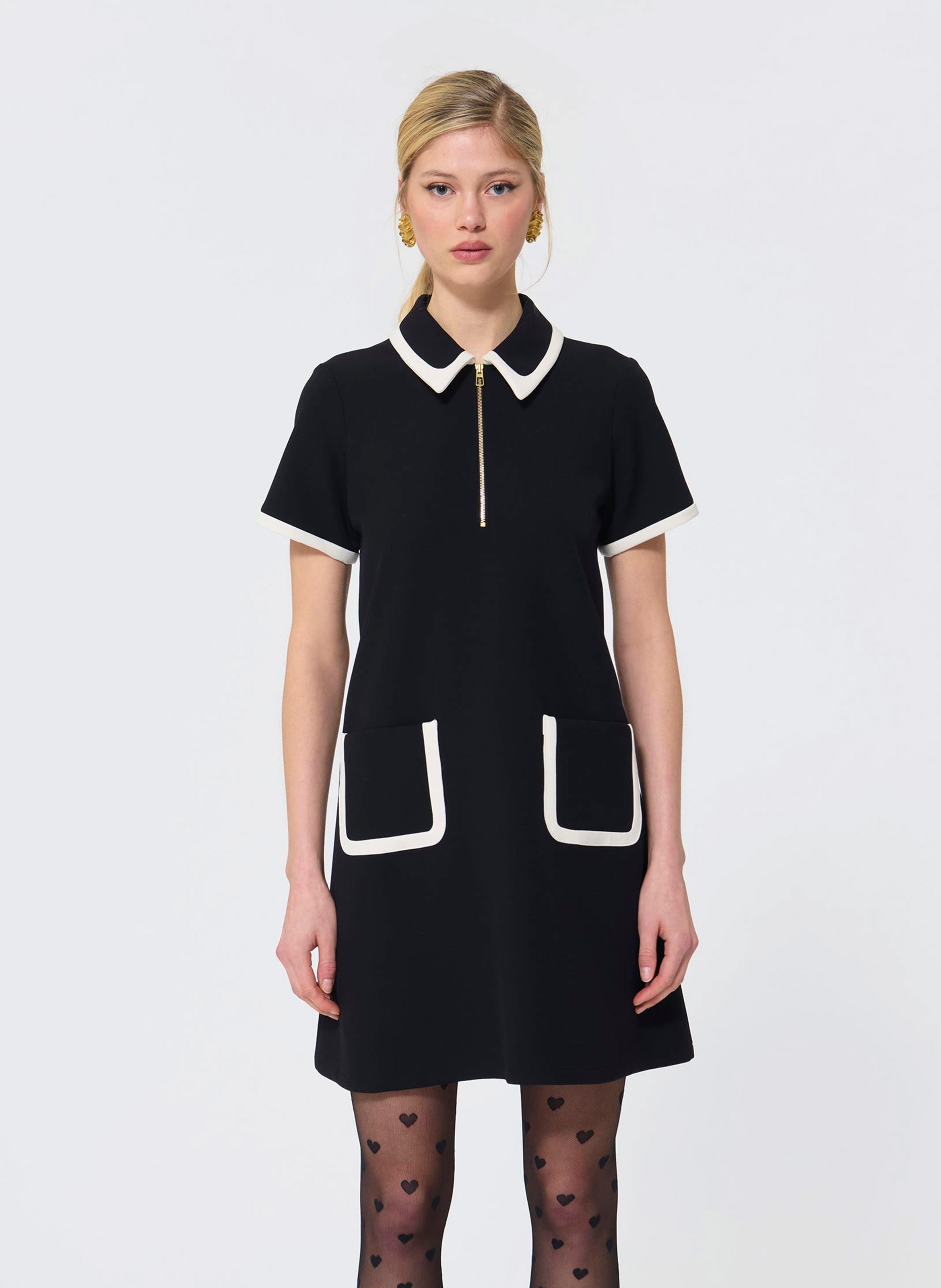 Robe courte trapèze rétro TARA JARMON Noir