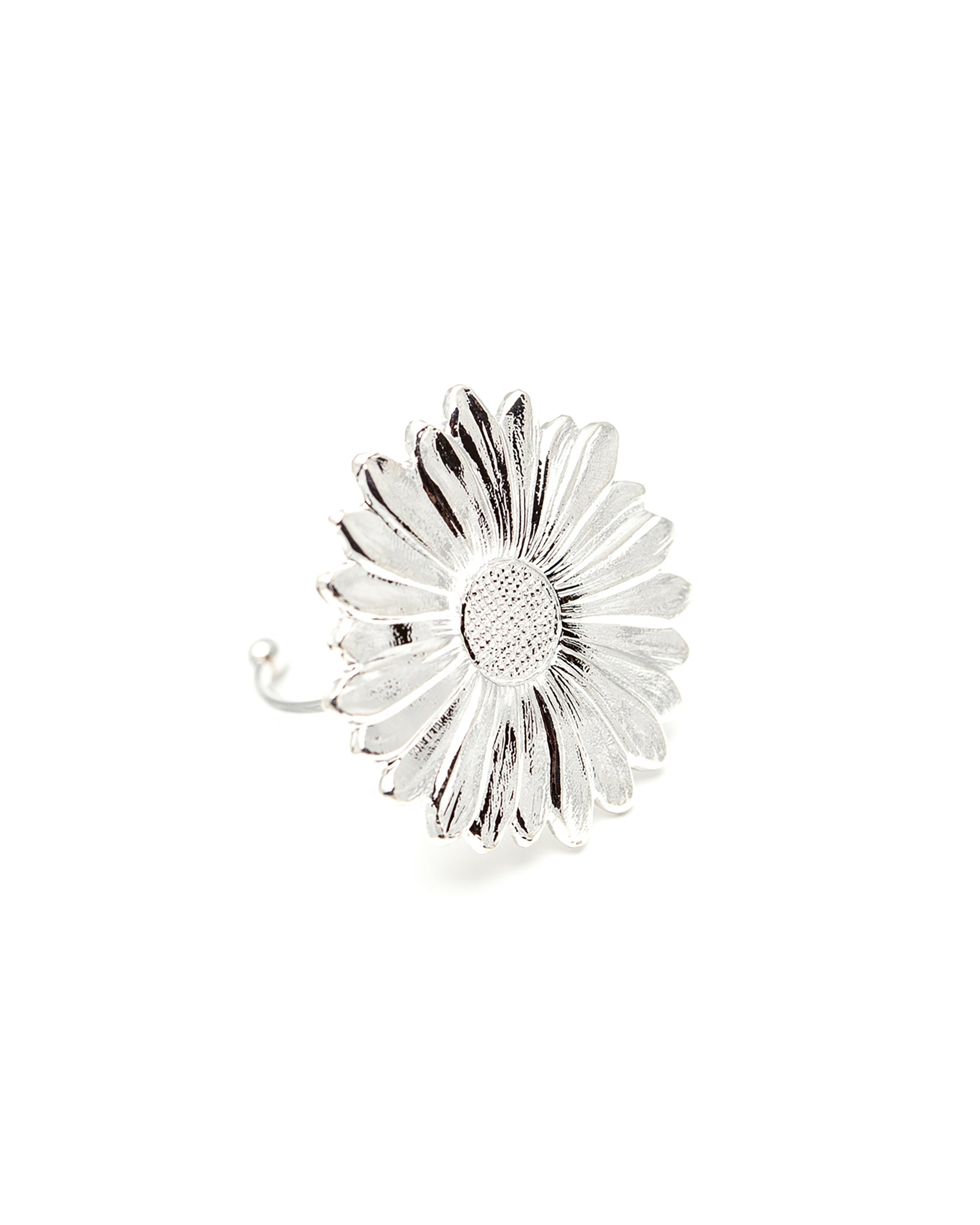 ORPHÉE - Silver-plated flower maxi ring MONSIEUR SIMONE