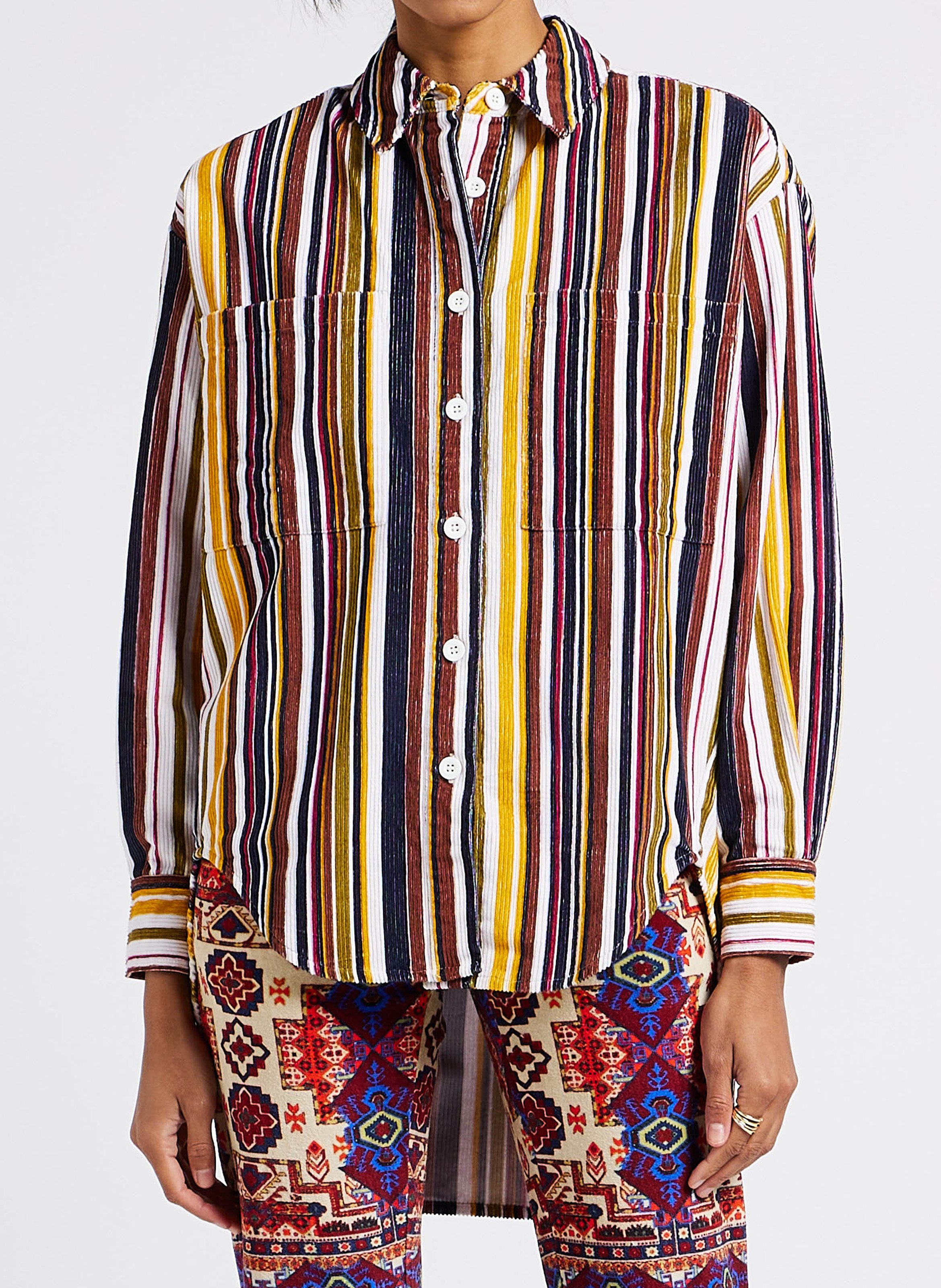 Chemise col classique en coton  V DE VINSTER Marron