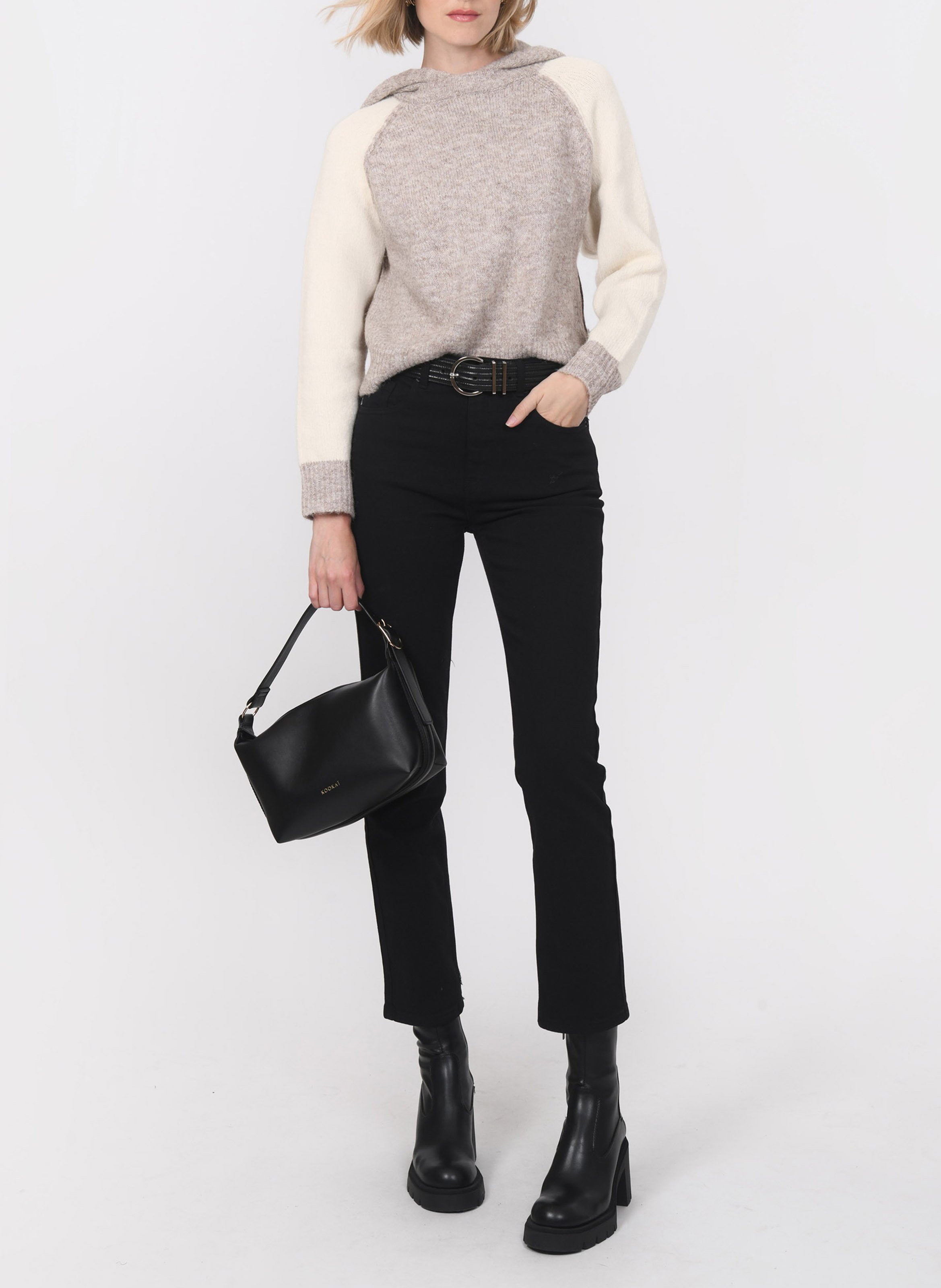 Rundhalsausschnitt Pullover in zwei Farben KOOKAI Braun