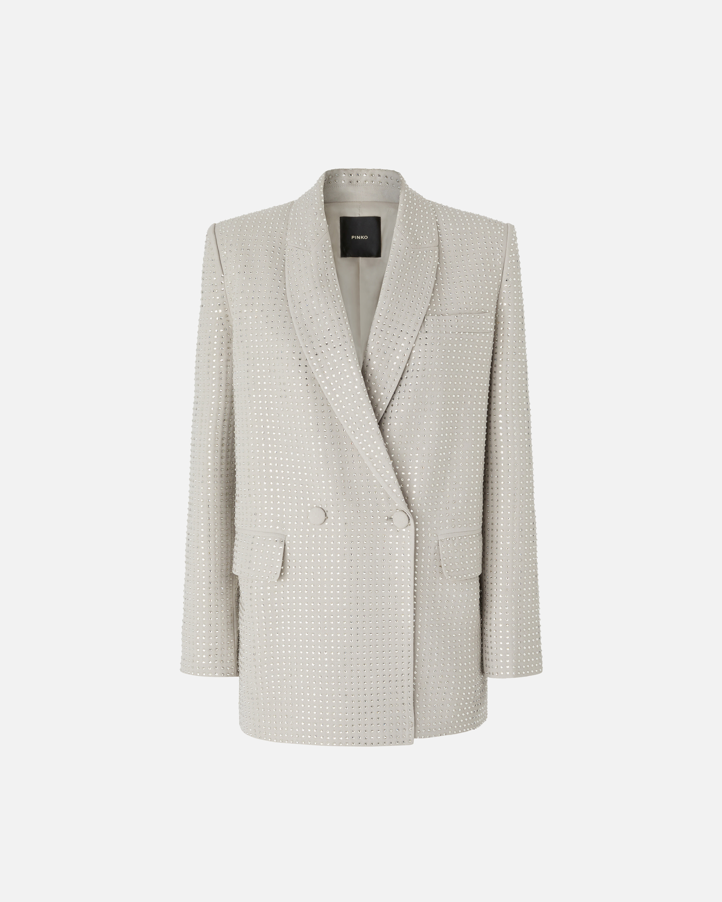 Oversized double-breasted blazer with rhinestones PINKO Grey