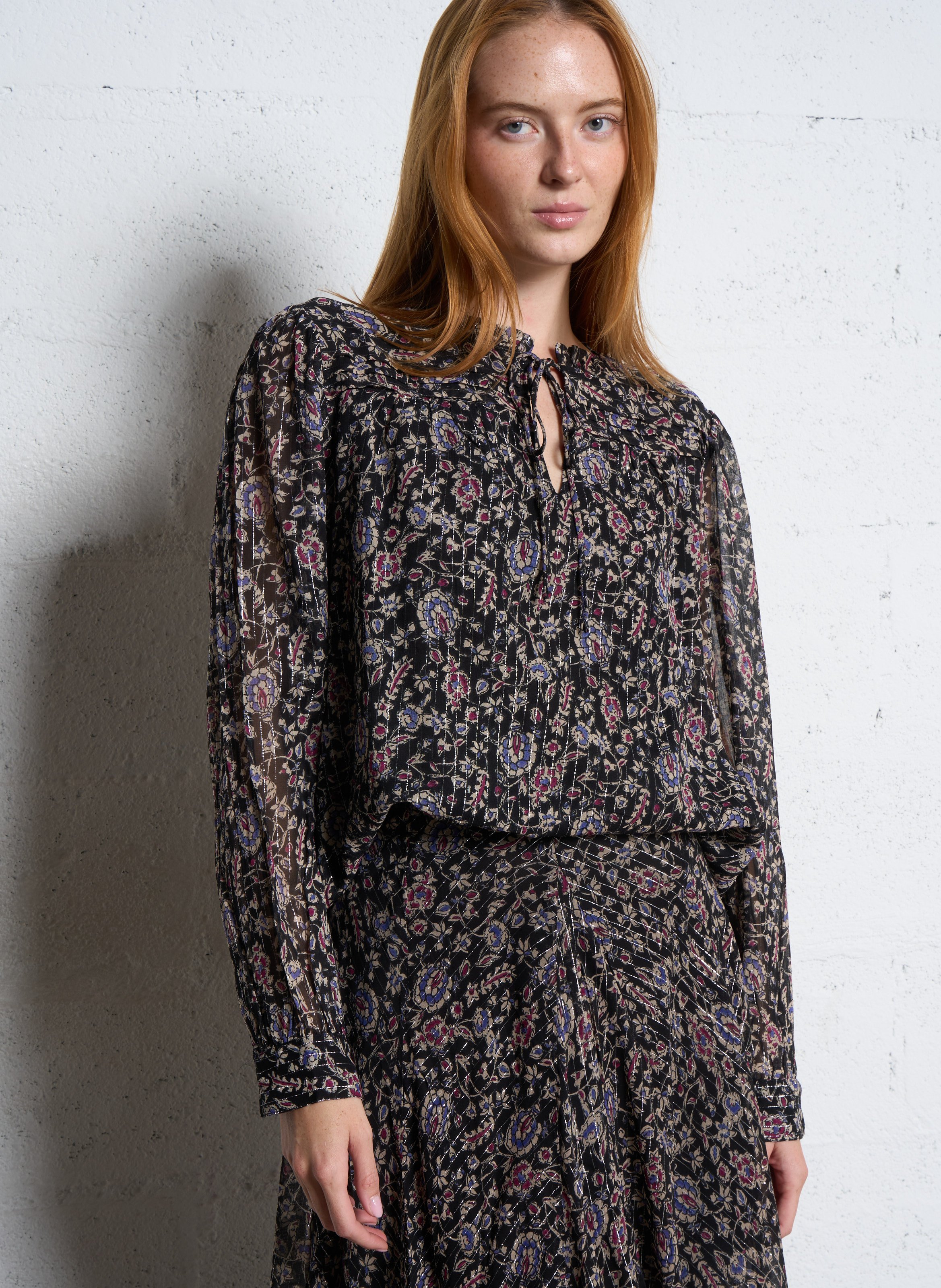 Straight round neck printed blouse THE NEW SOCIETY Multicolored