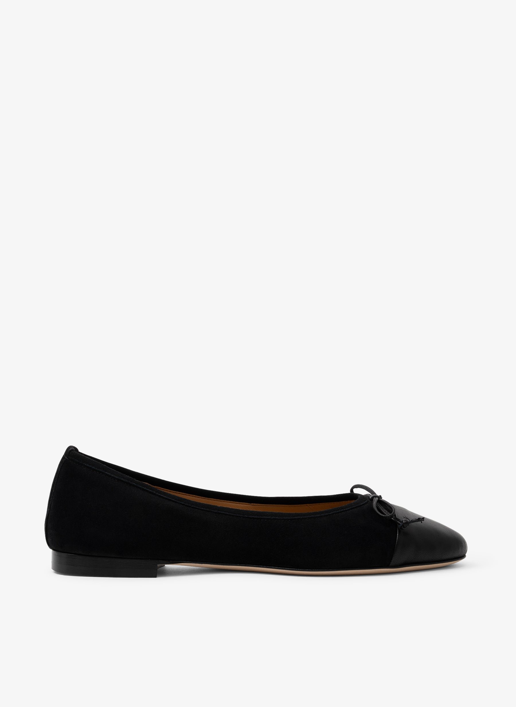 Black suede leather ballet flats PARALLELE PARIS Black