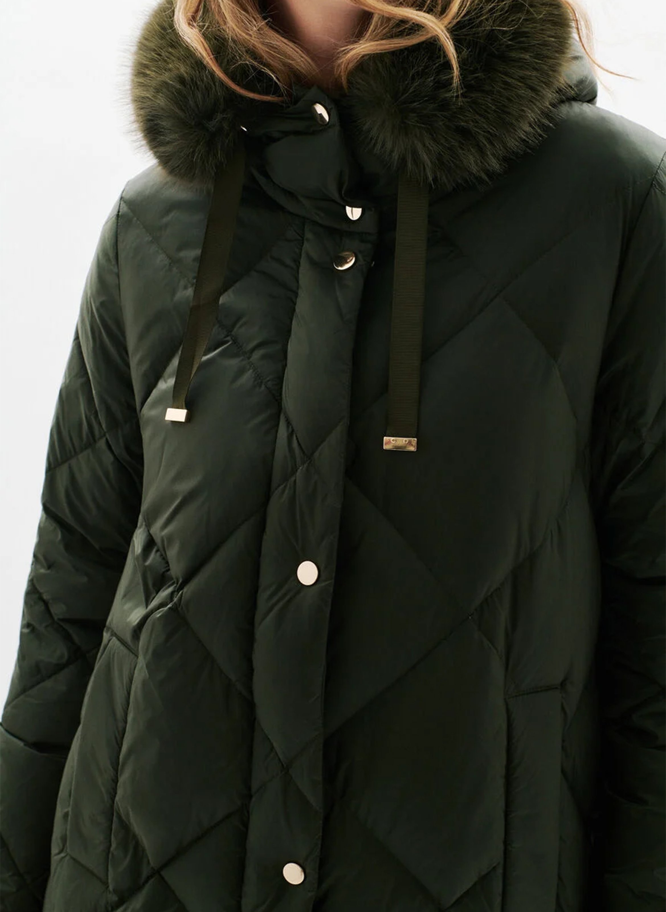 Oversized gewatteerde jas met opstaande kraag en capuchon CAROLL Groen