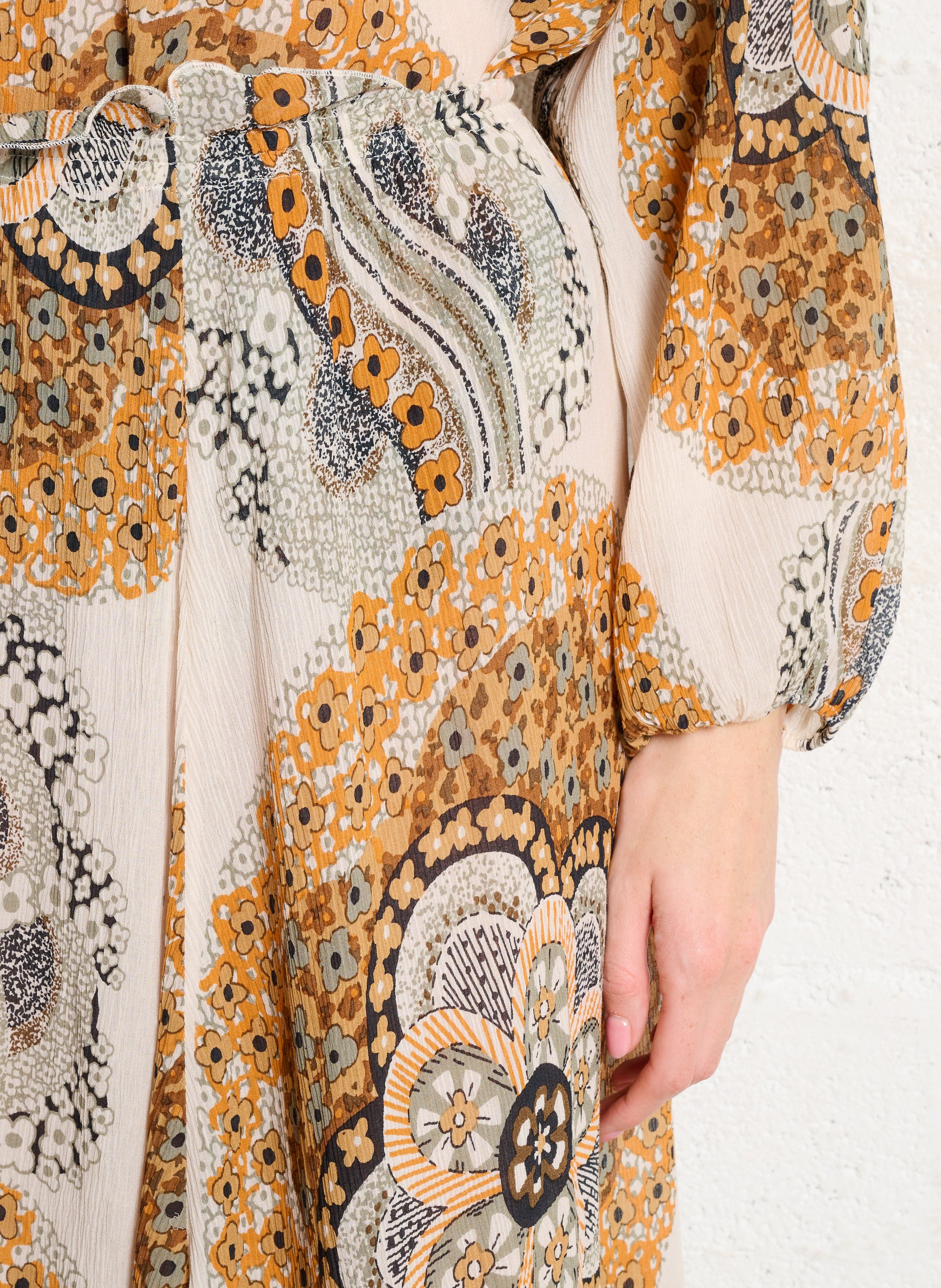 Wijde lange bedrukte rok ANTIK BATIK Bruin