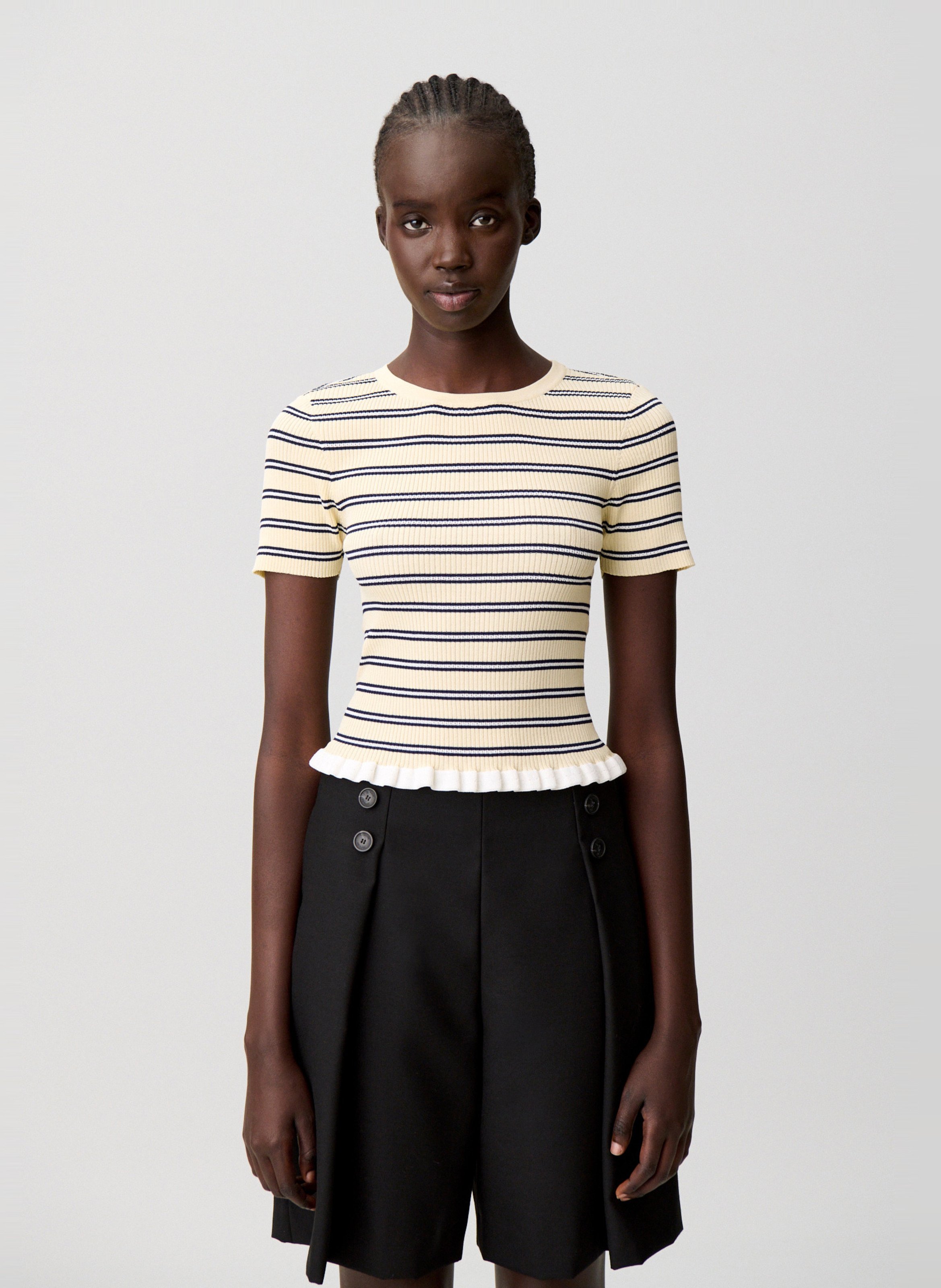 Fitted ribbed top with stripes CLAUDIE PIERLOT Multicolored