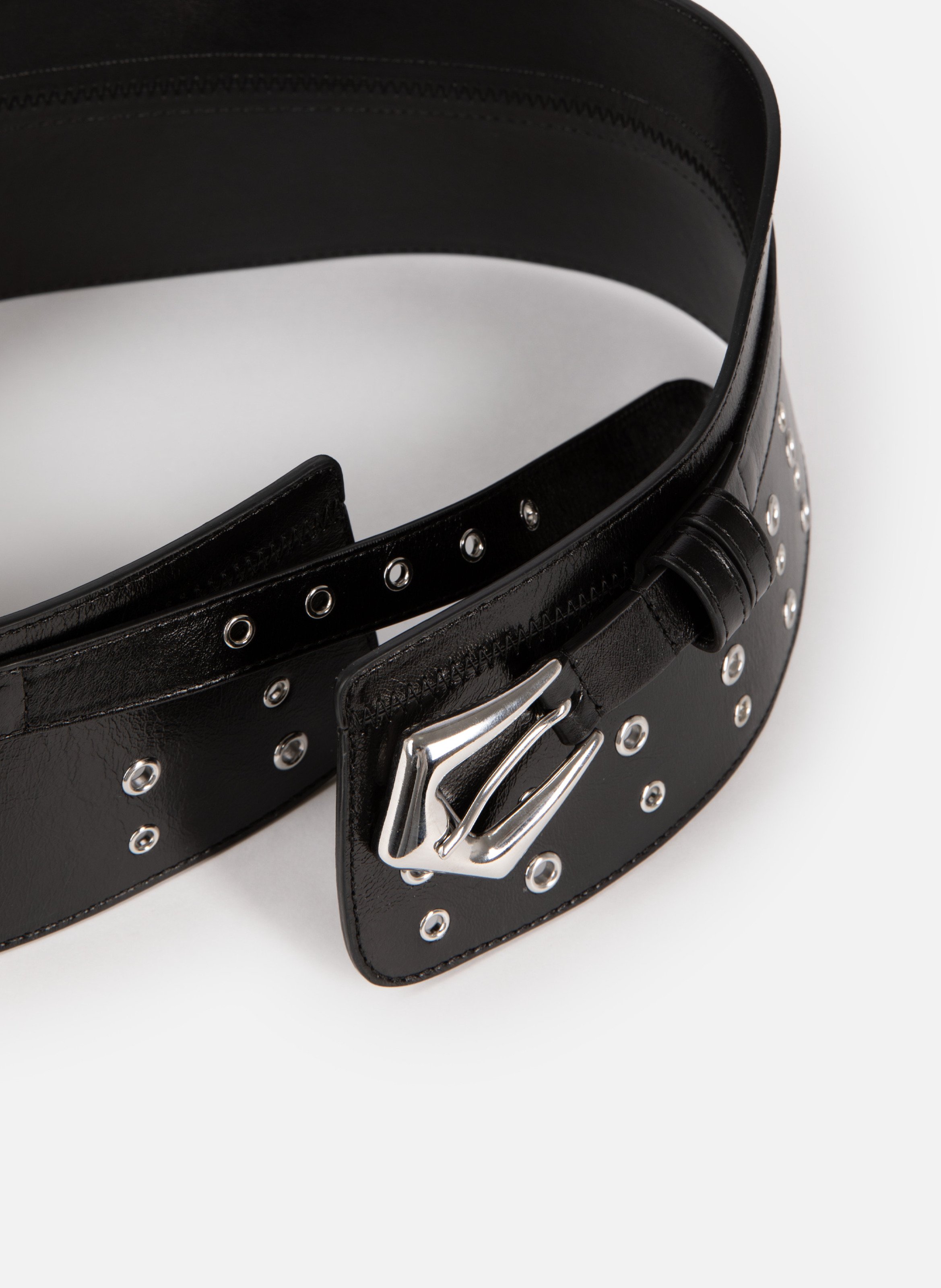 Corset leather belt with eyelets THE KOOPLES Black
