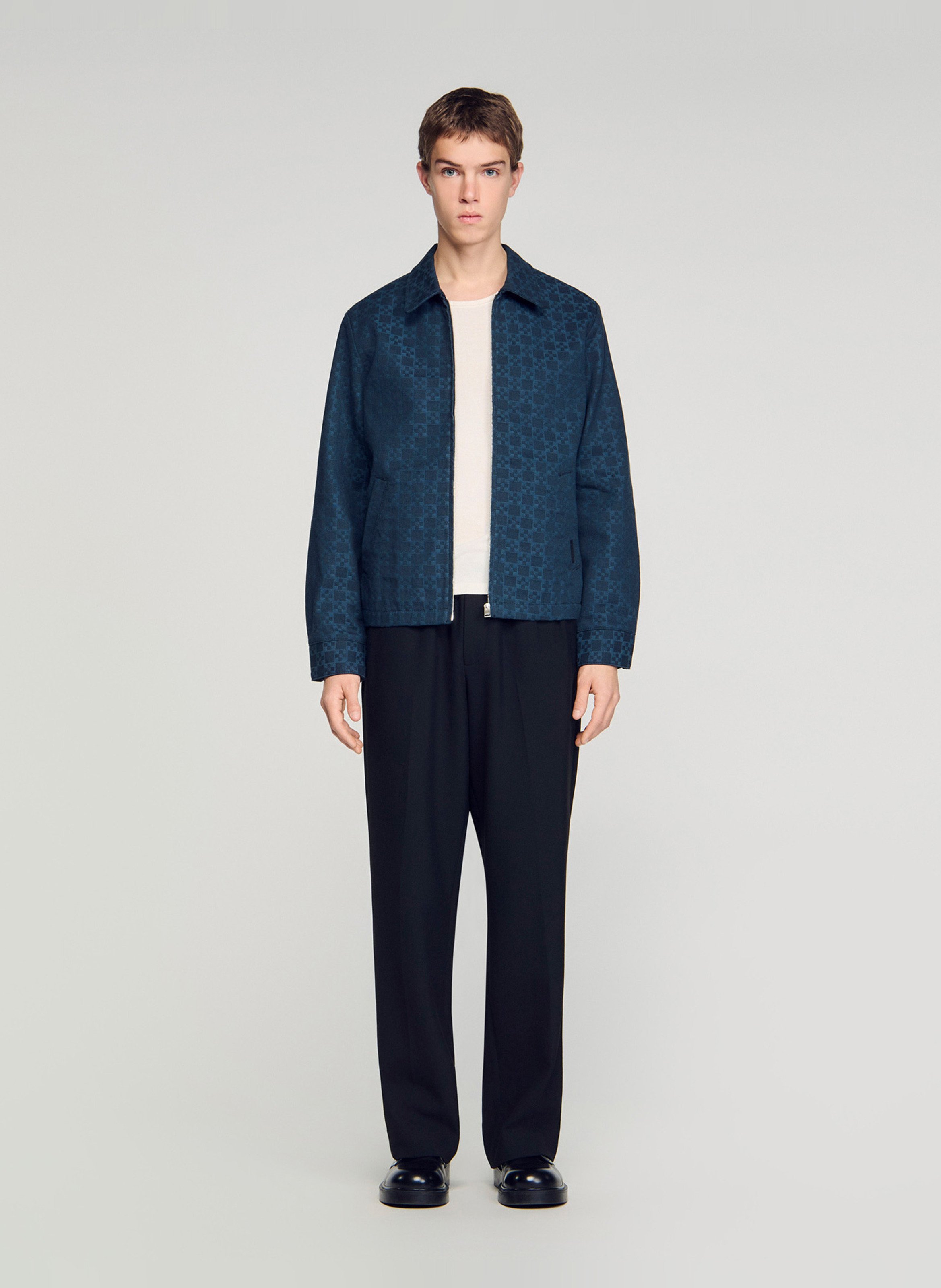 Blouson zippé à motifs en coton SANDRO Bleu