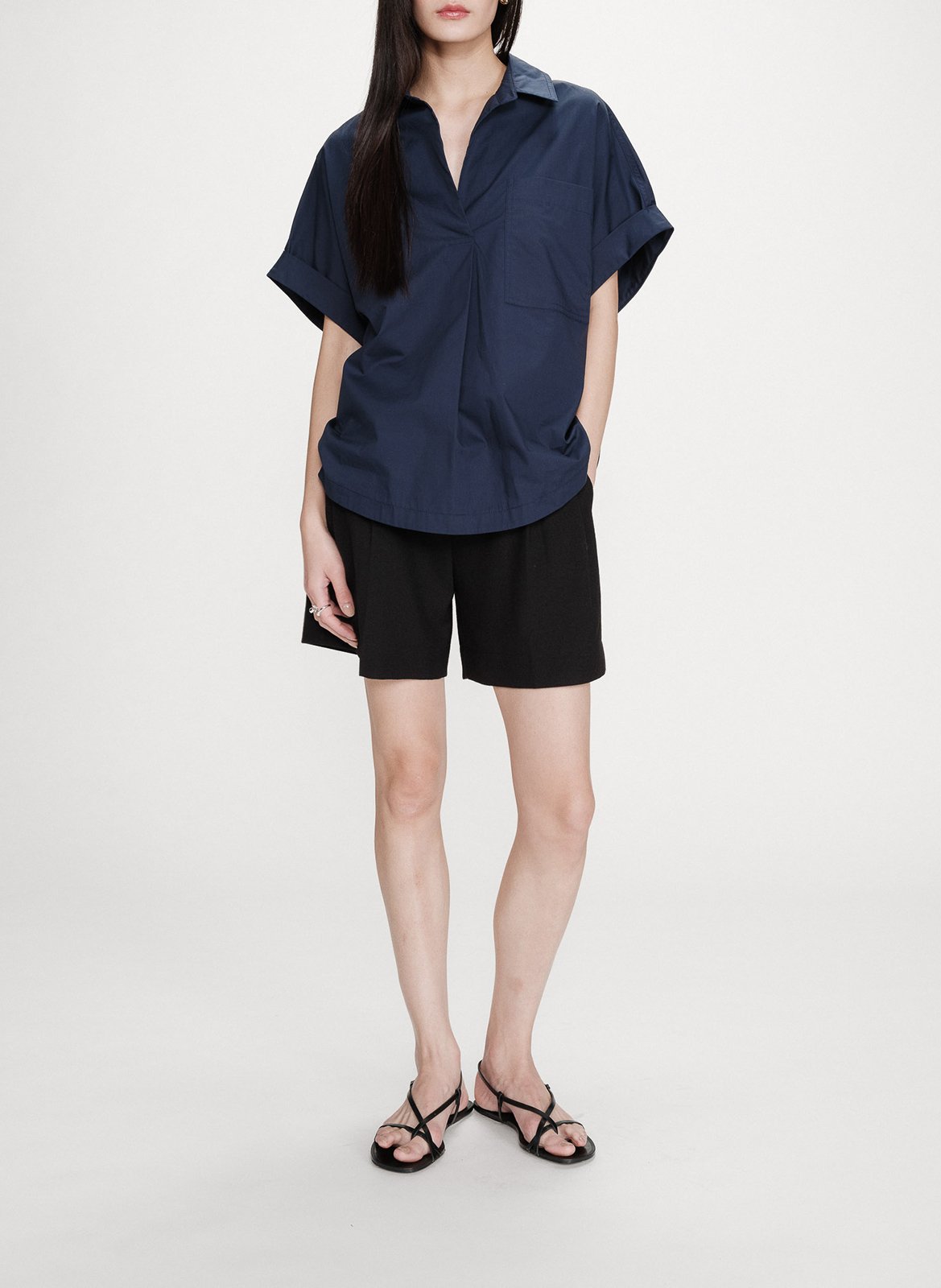 Chemise oversize col classique en coton GRACE ET MILA Bleu