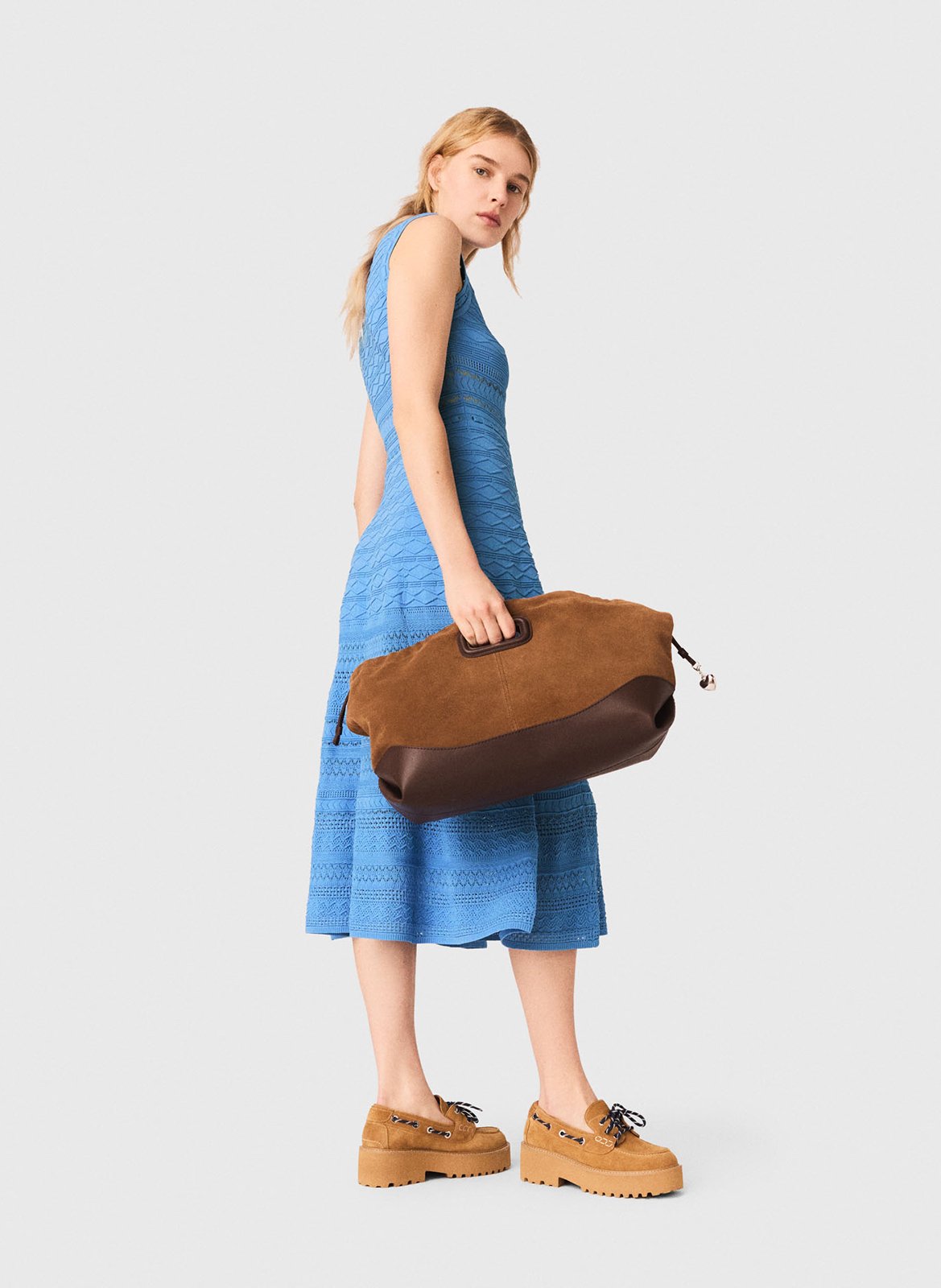 Flared knitted dress MAJE Blue