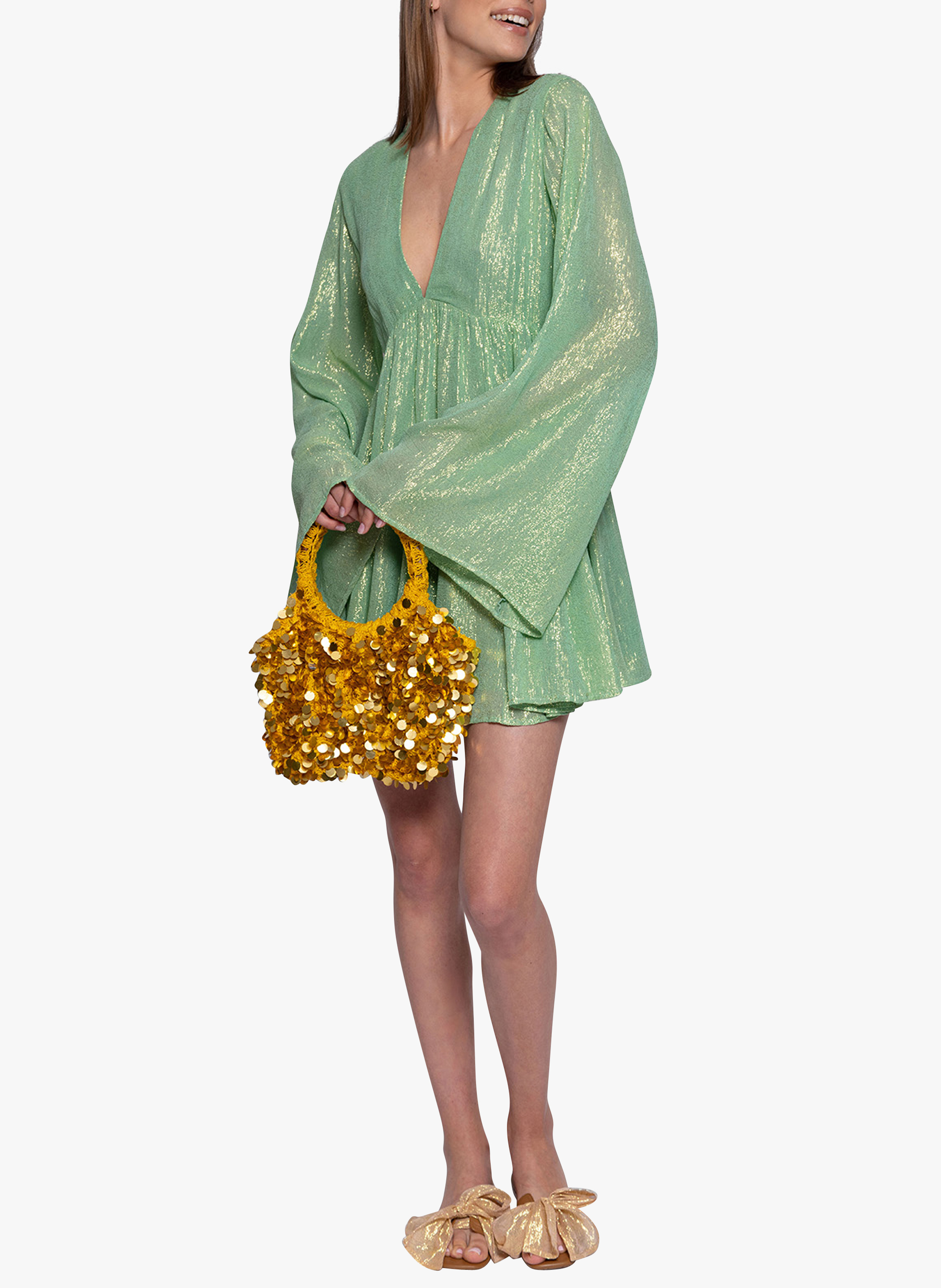 Robe courte col V évasée SUNDRESS Vert