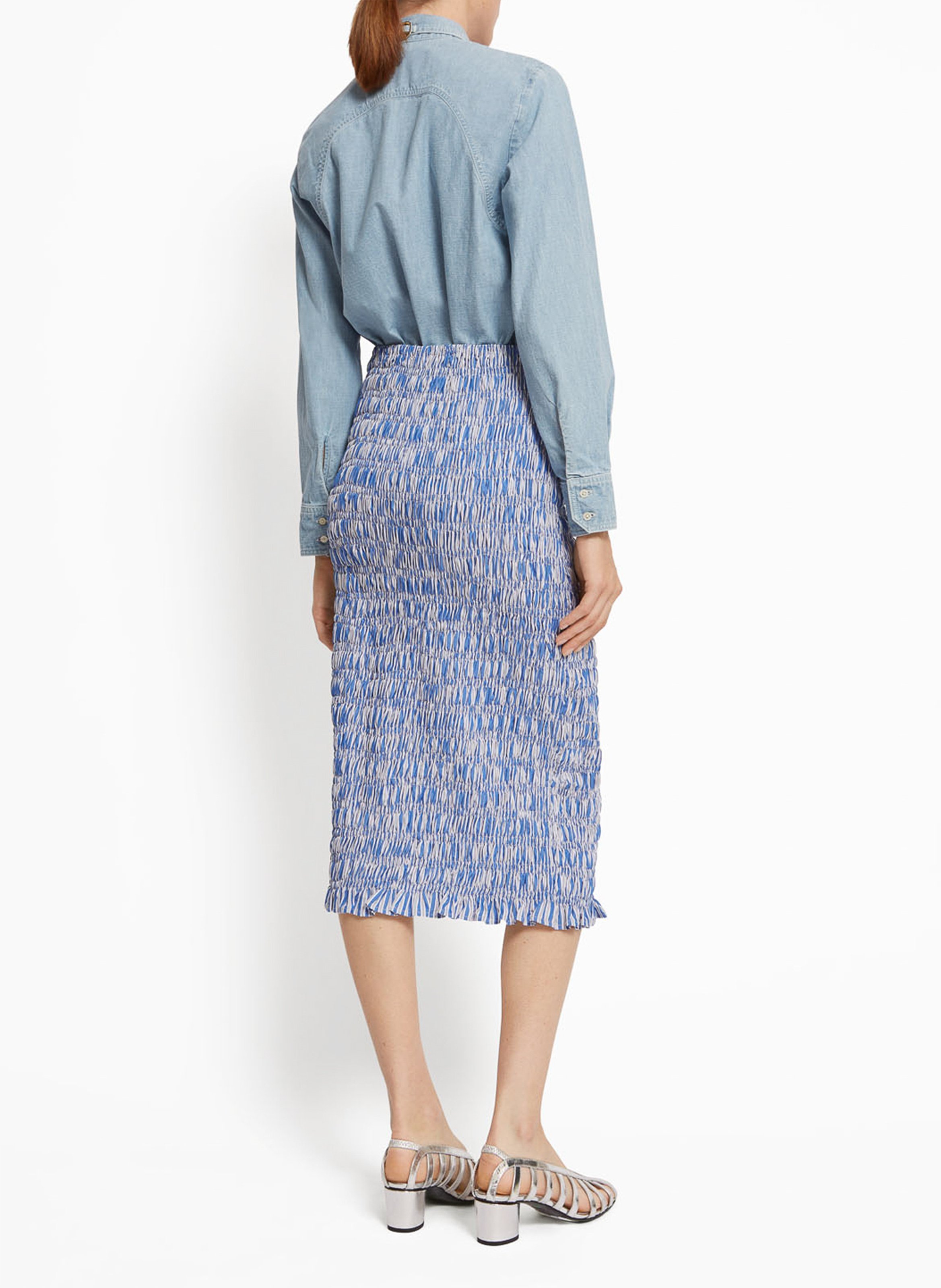 Rok met smokwerk in midi-lengte ROSEANNA Blauw