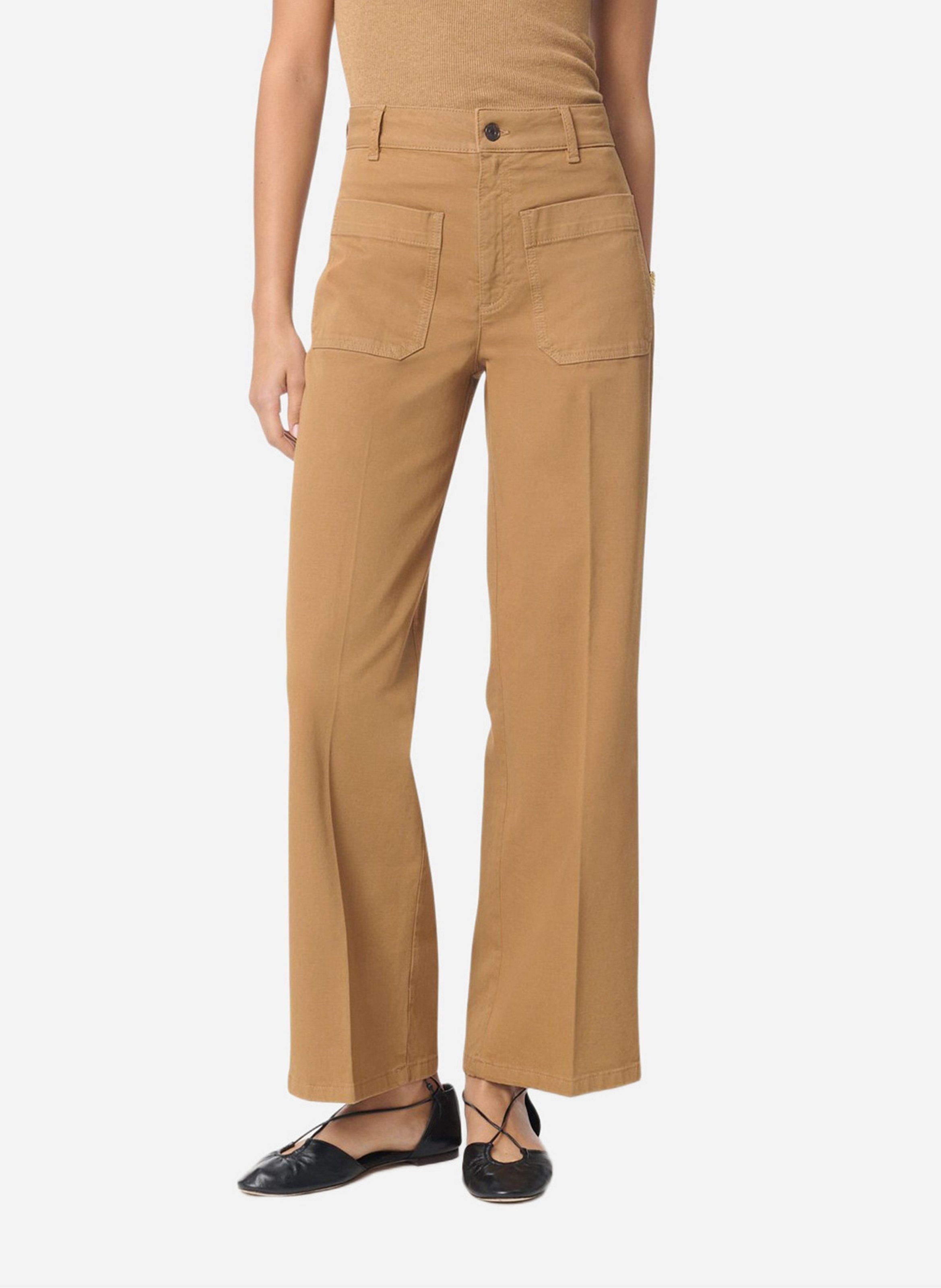 Plain high-waisted straight-cut pants VANESSA BRUNO Brown