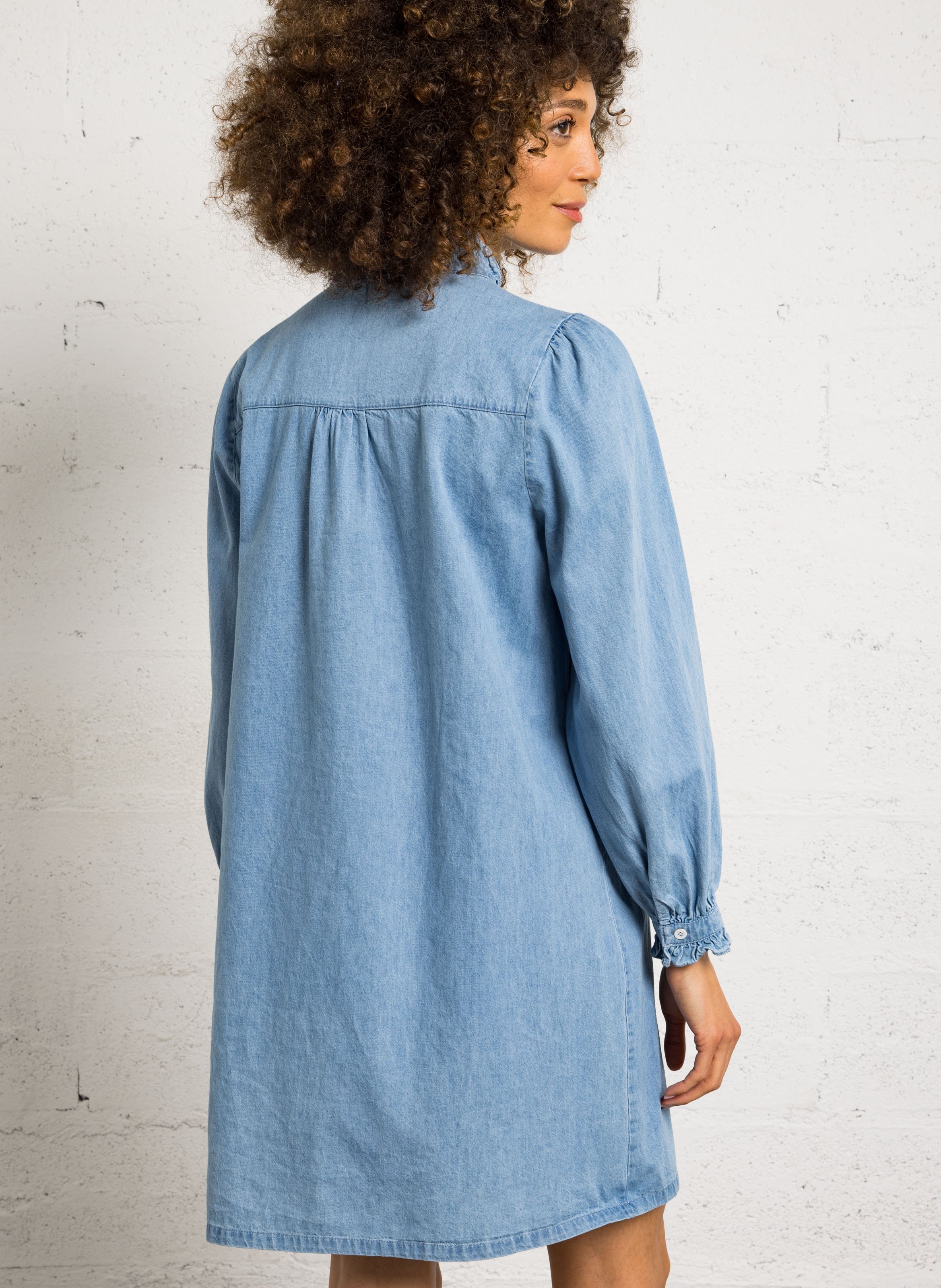 Robe trapèze courte en denim LA PETITE ETOILE Jean Stone