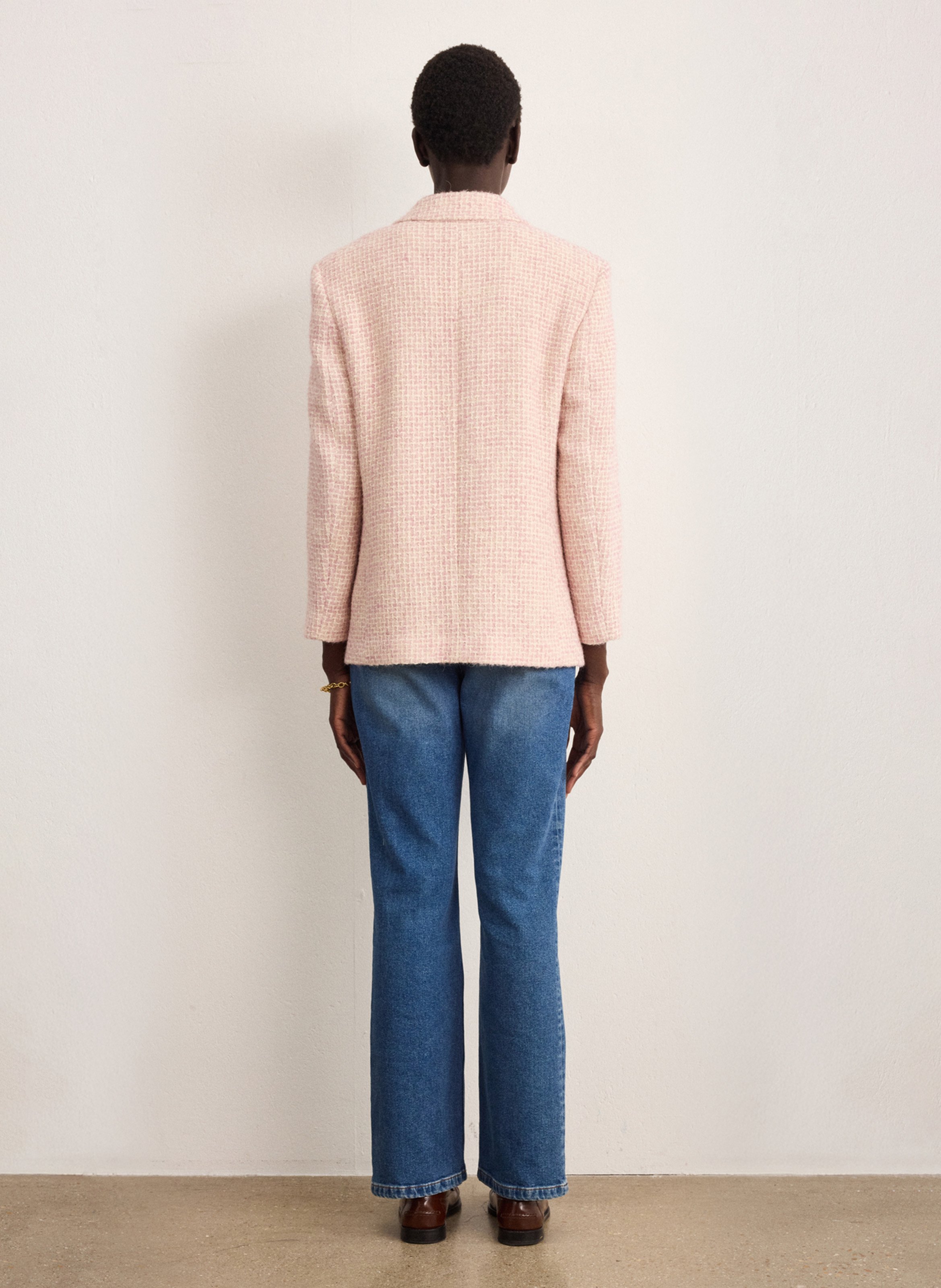 Veste tailleur droite en coton mélangé imprimé PABLO Rouge