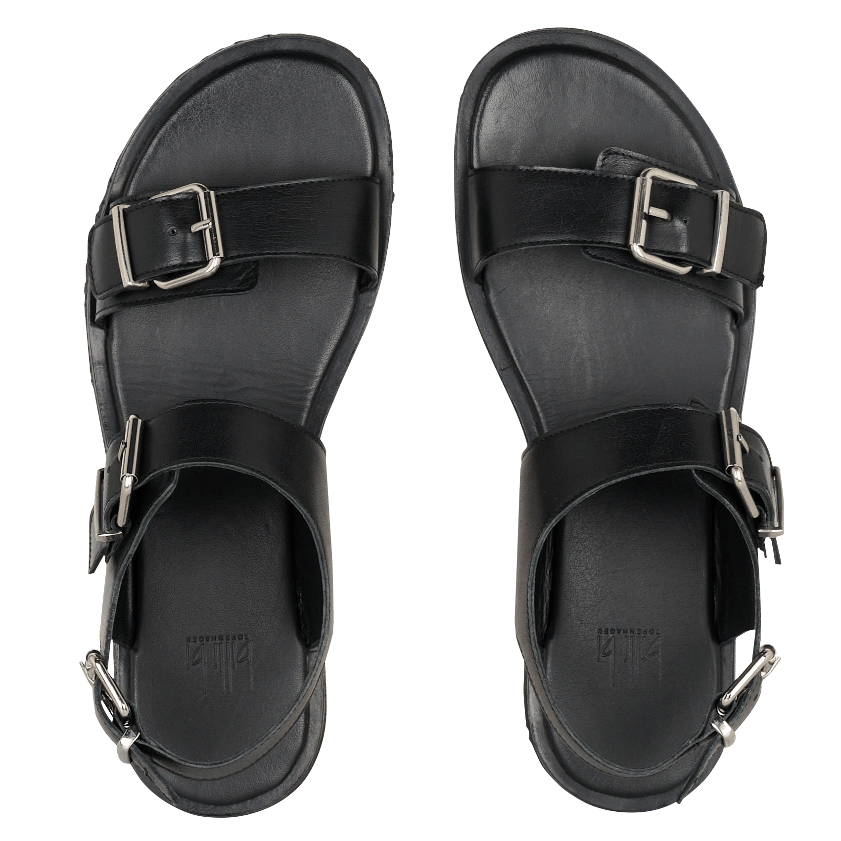 Avarca Berlin - Flache Ledersandalen mit Samt BILLI BI Schwarz