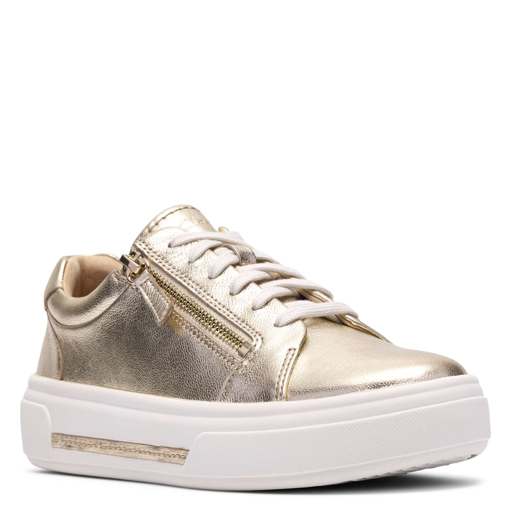 Low metallic leather trainers CLARKS Golden