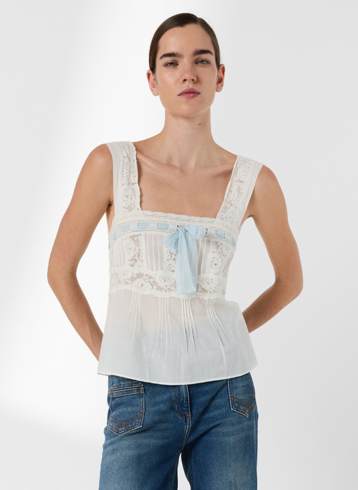 Mouwloze kanten top GERARD DAREL Beige