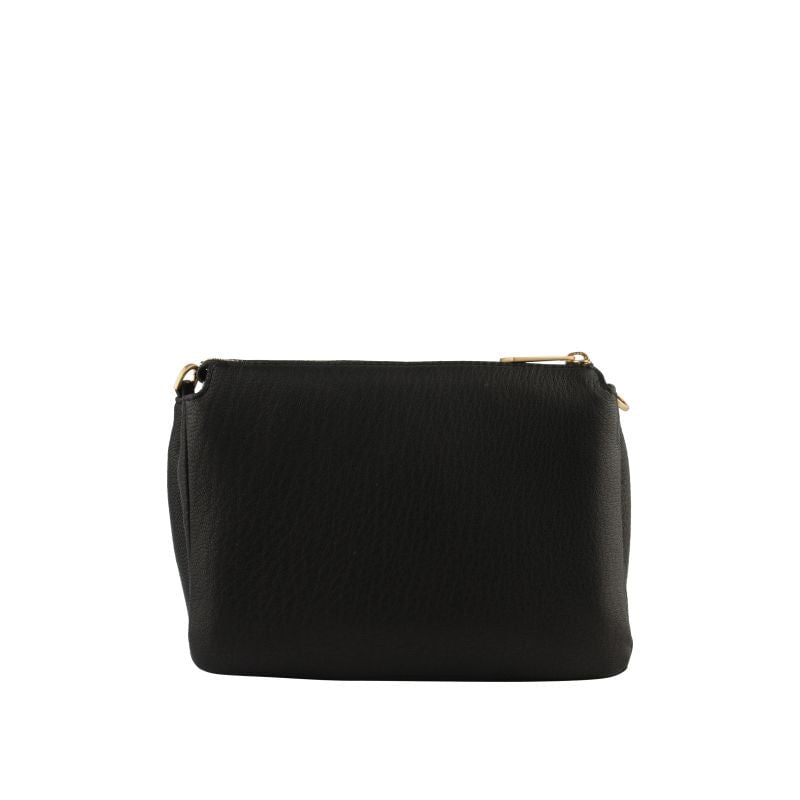 Goatskin leather shoulder bag Black