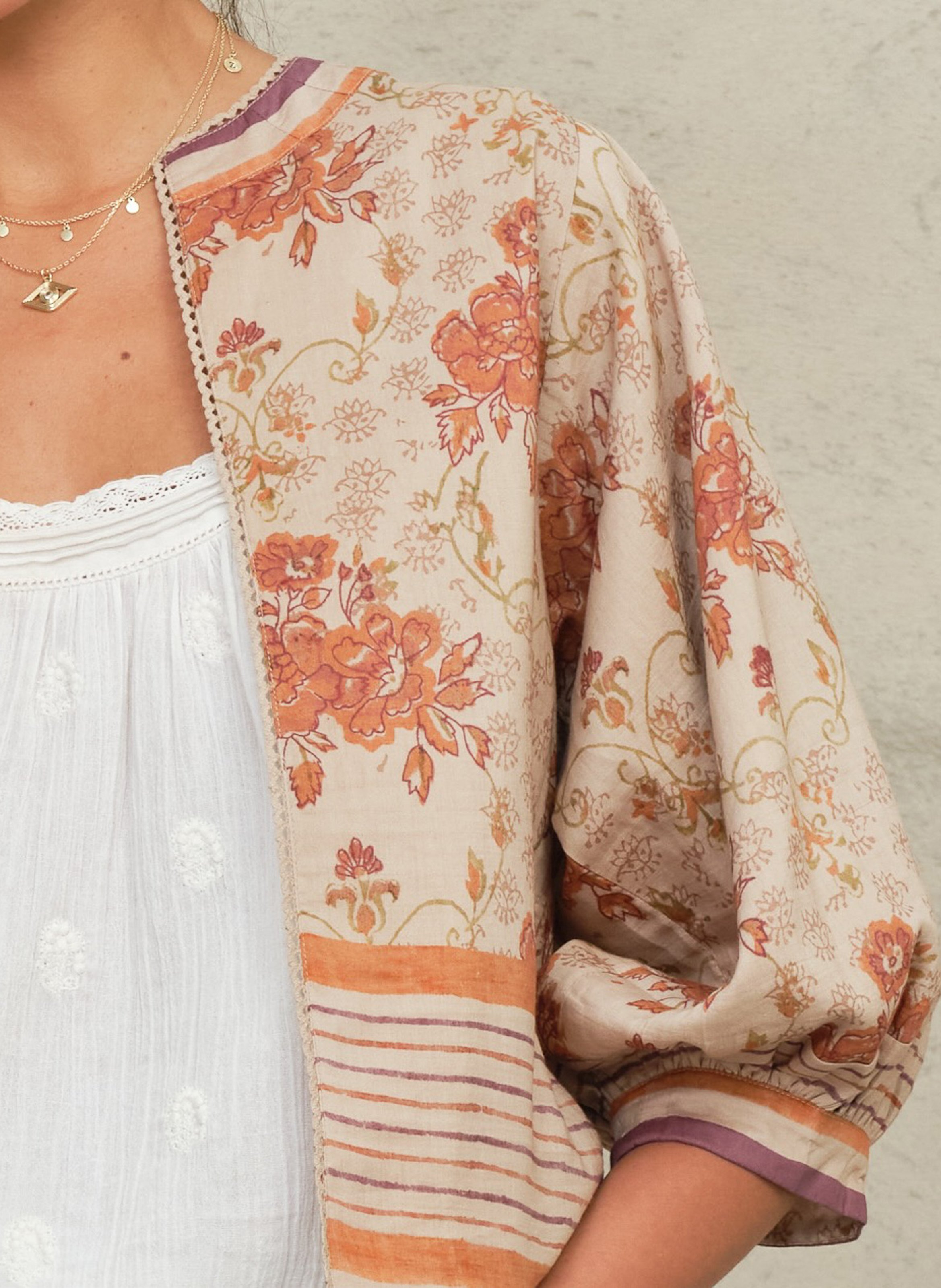 Veste col rond en coton M.A.B.E Multicolore